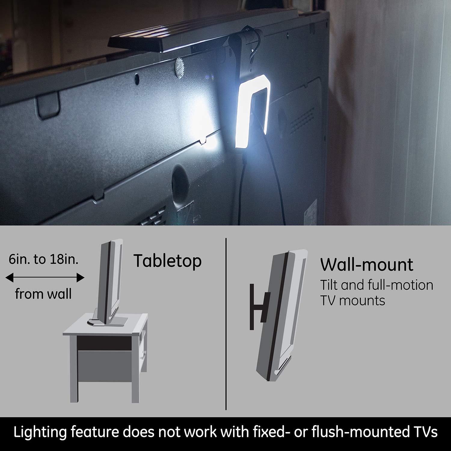GE LED Lights Amplified TV Antenna, TV Antenna with Build in LED Strip Lights, TV Antenna for Smart TV, BIAS White Light 6500K, 1080P Digital HDTV VHF UHF NEXTGEN TV, Amplifier Signal Booster, 46003 - Image 7
