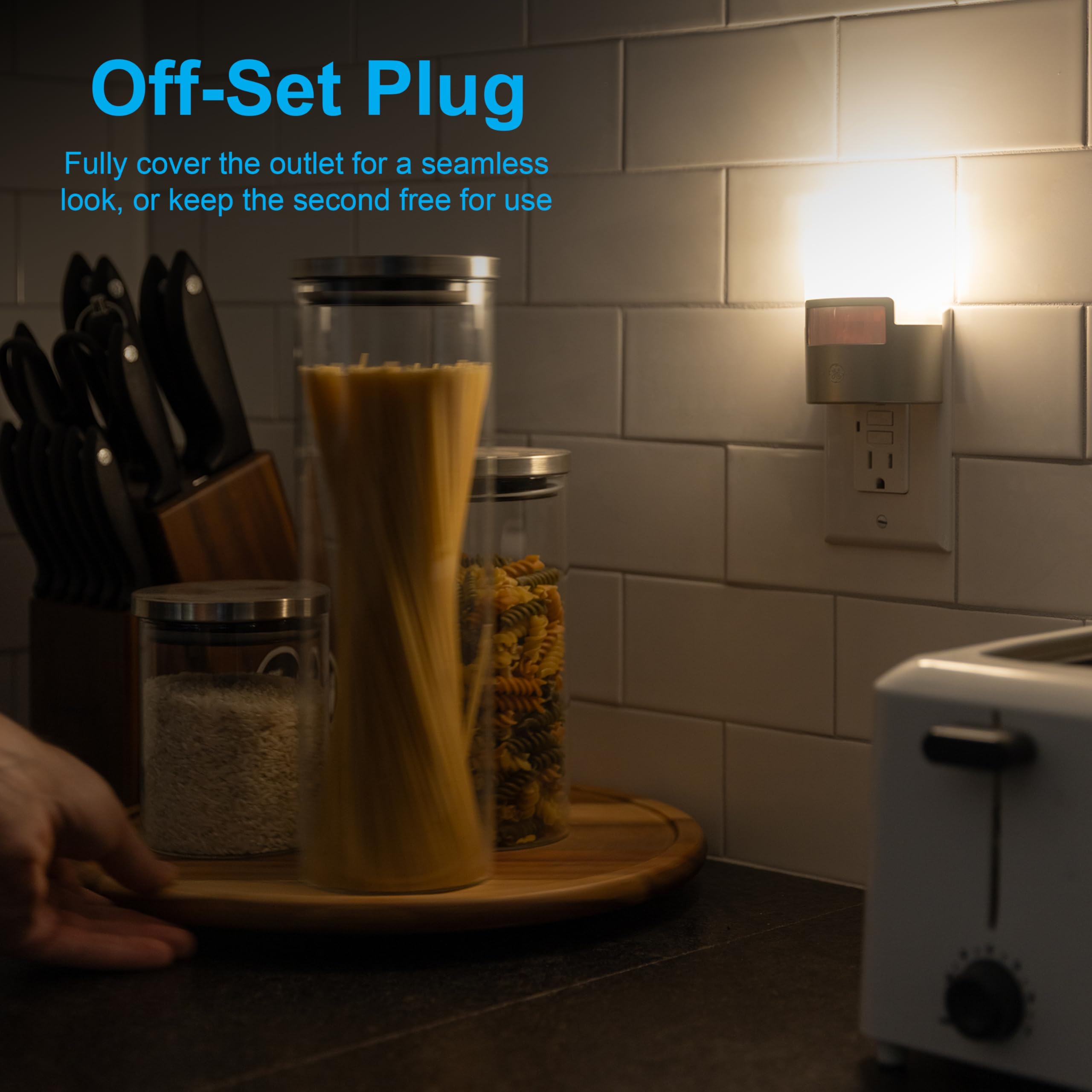 GE LED Motion Sensor Night Light, Plug into wall, 40 Lumens, Soft White, UL-Certified, Energy Efficient, Ideal Nightlight for Bedroom, Bathroom, Kitchen, Hallway, 46633, Silver, 2 Pack - Image 4