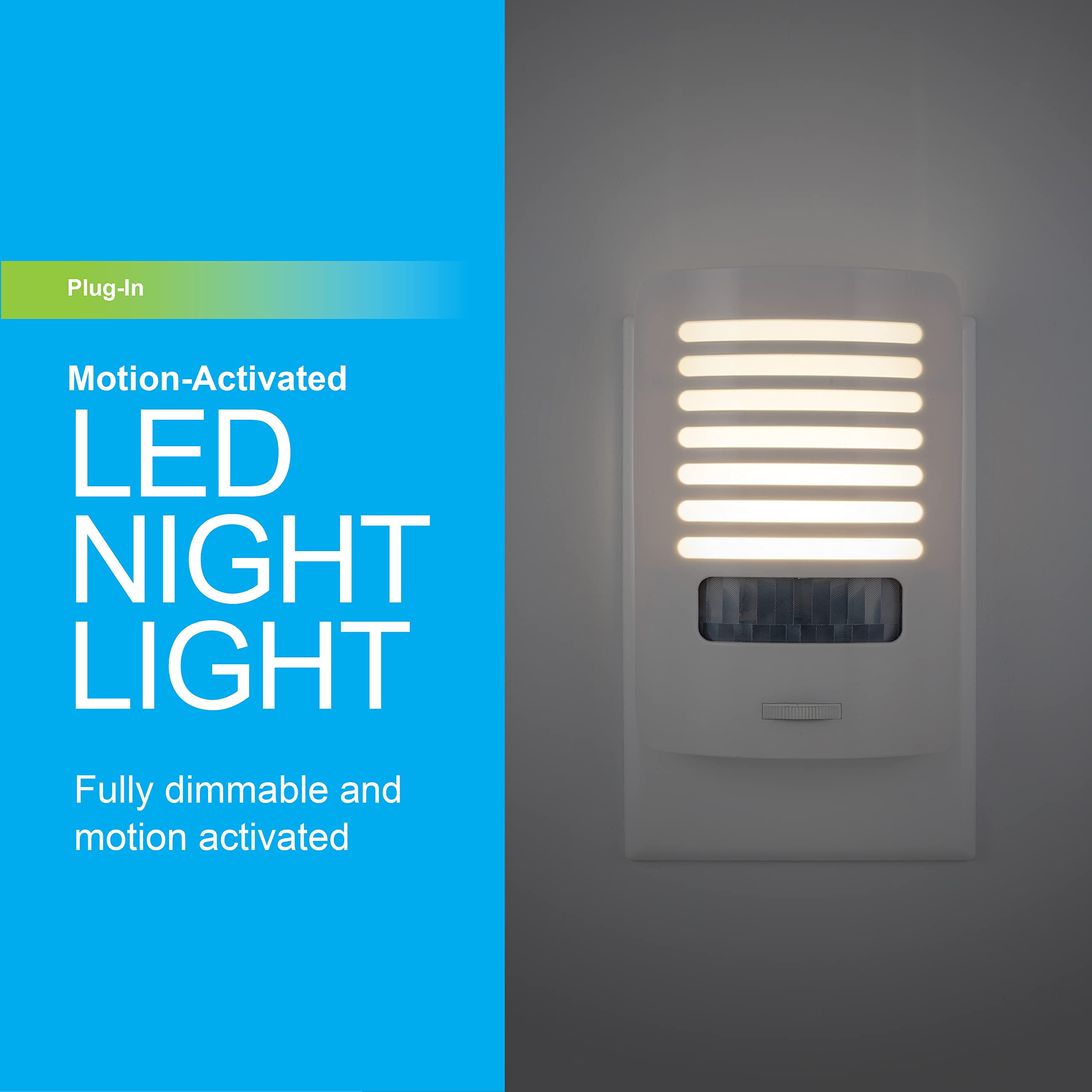 GE LED Night Light, Motion Sensing, Dimmable, Louver Shade, White, Plug-in, UL-Certified, Ideal Nightlight for Bedroom, Bathroom, Kitchen, Hallway and More, 67555 - Image 3