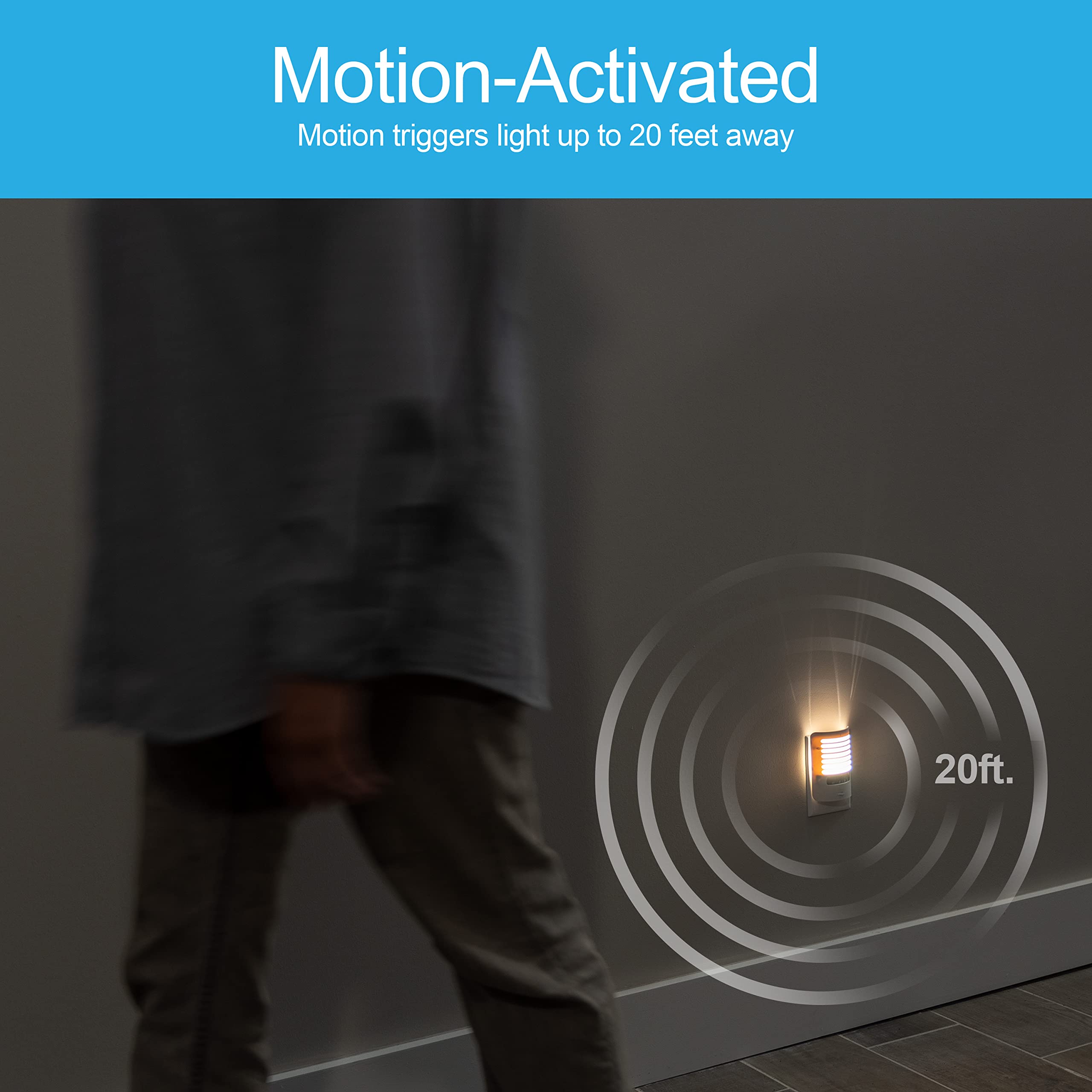 GE LED Night Light, Motion Sensing, Dimmable, Louver Shade, White, Plug-in, UL-Certified, Ideal Nightlight for Bedroom, Bathroom, Kitchen, Hallway and More, 67555 - Image 4