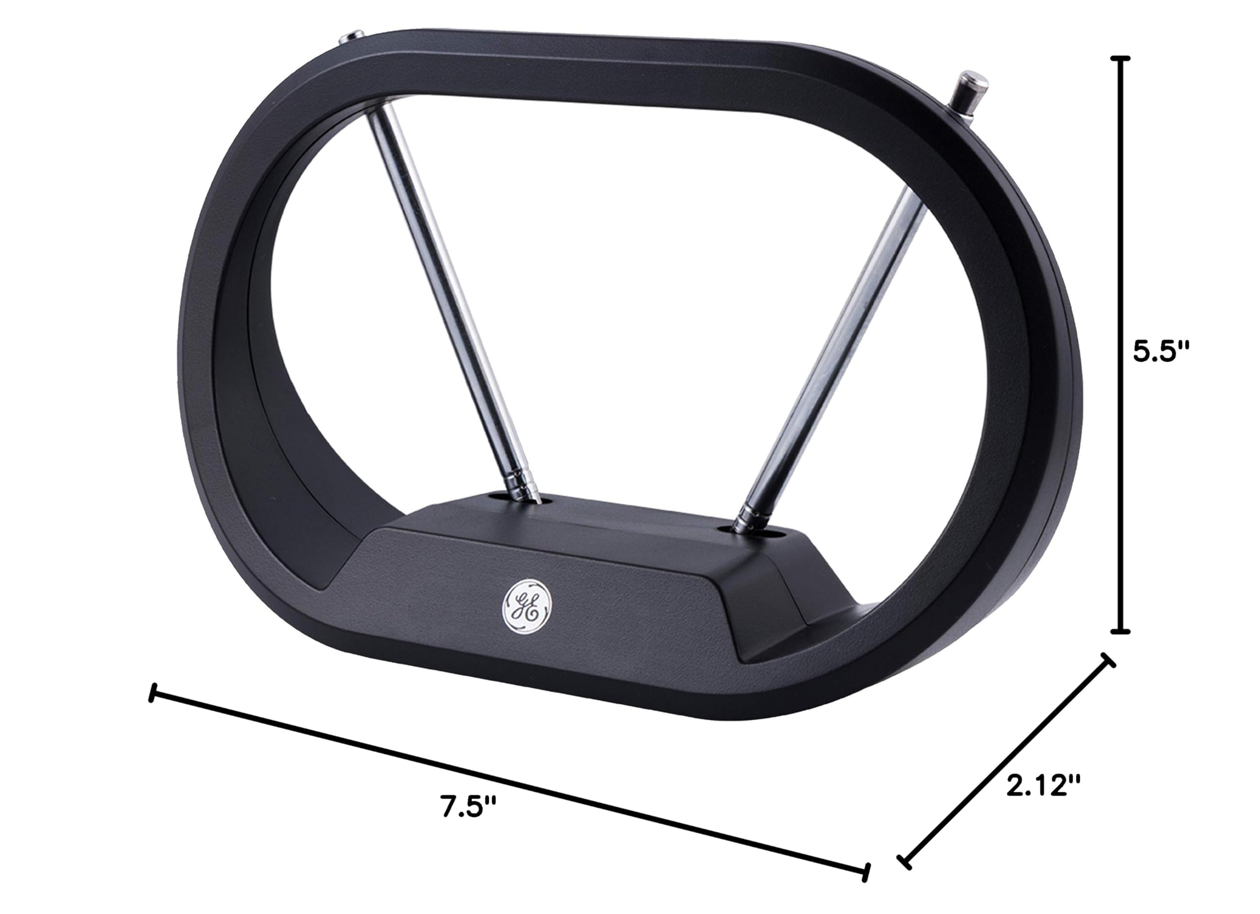 GE Modern Loop Rabbit Ears Indoor TV Antenna, 15 inch Extendable Dipoles, 4K 1080P VHF UHF, Tabletop Antenna, Digital HDTV Antenna, Smart TV Compatible, 4ft Coaxial Cable, Black, 33675 - Image 10