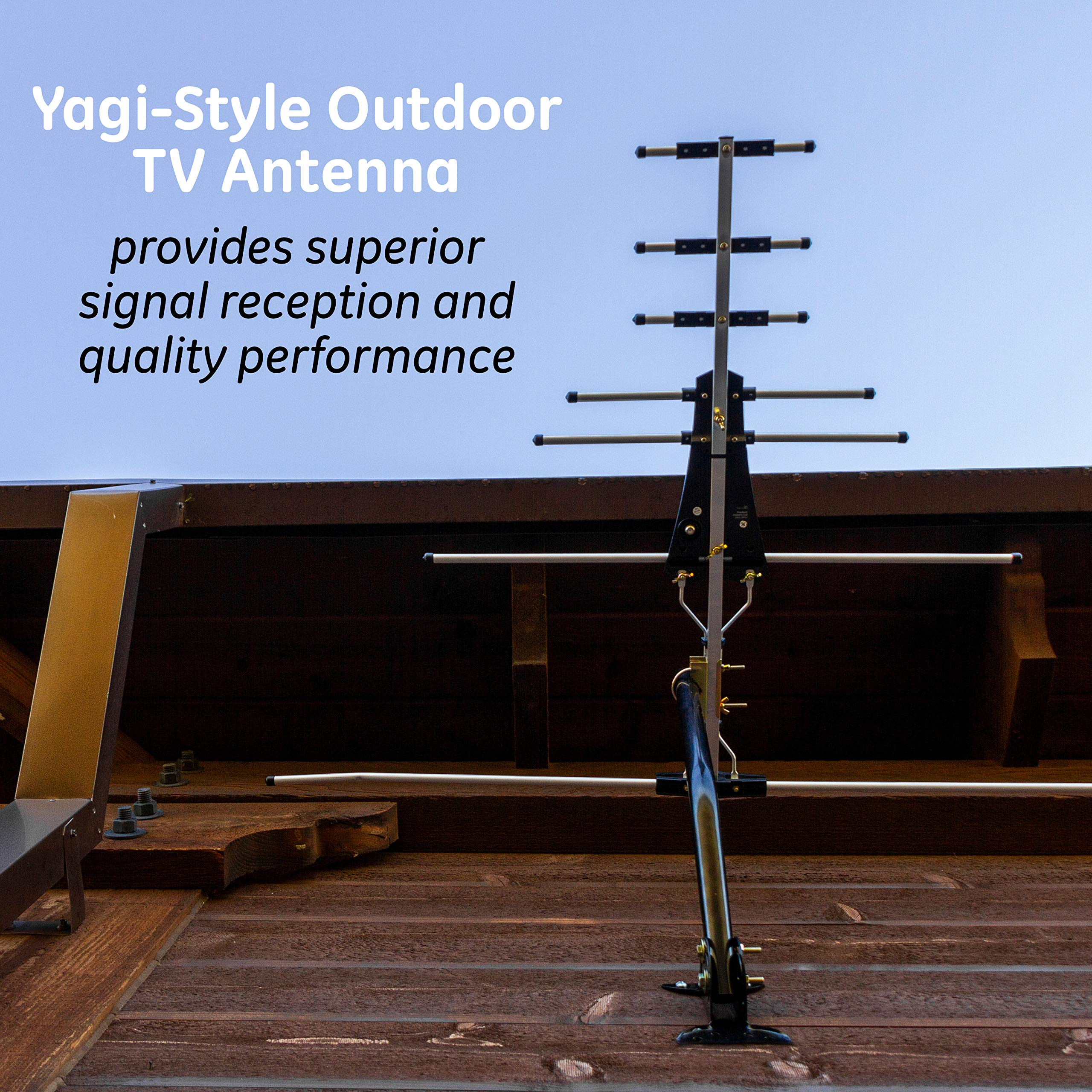 GE Outdoor HD Digital TV Antenna, Long Range OTA HDTV Antenna, Yagi Style Design, Supports 4K 1080P HD Smart TV VHF UHF, J Mount Included for Attic or Outdoor, Weather Resistant, 33685 - Image 7