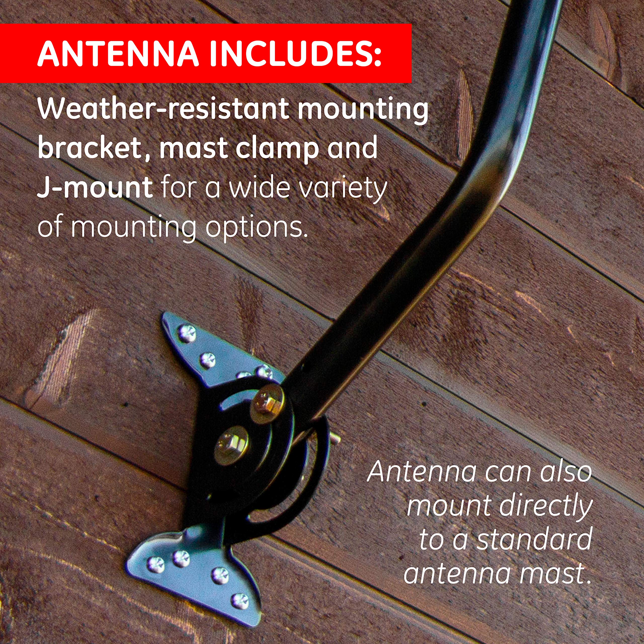 GE Outdoor HD Digital TV Antenna, Long Range OTA HDTV Antenna, Yagi Style Design, Supports 4K 1080P HD Smart TV VHF UHF, J Mount Included for Attic or Outdoor, Weather Resistant, 33685 - Image 8