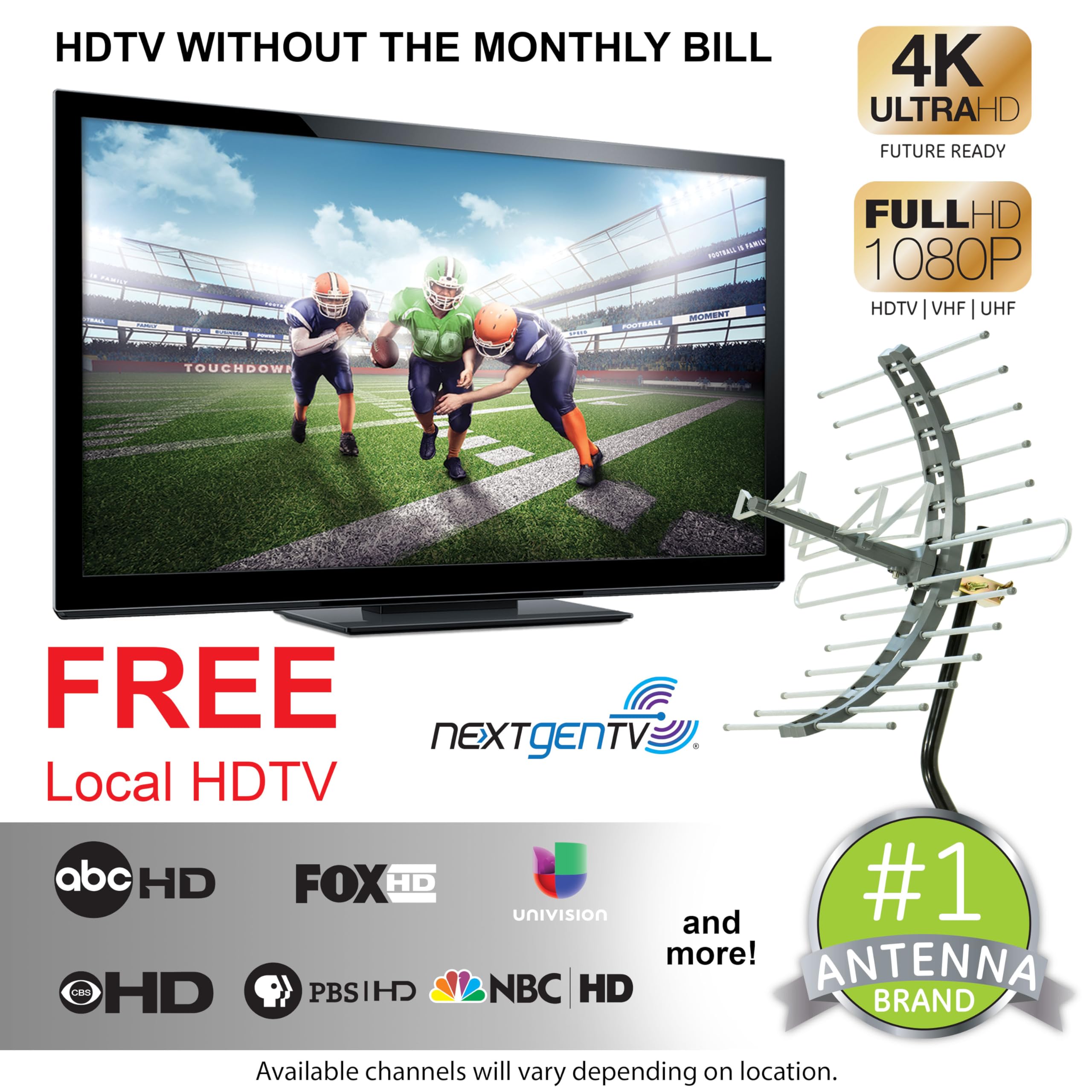 GE Outdoor HD Digital TV Antenna, Long Range Smart TV Antenna, Supports 4K 1080P HD Smart TV VHF UHF, J Mount Included for Attic or Outdoor, Weather Resistant, 29884 - Image 2