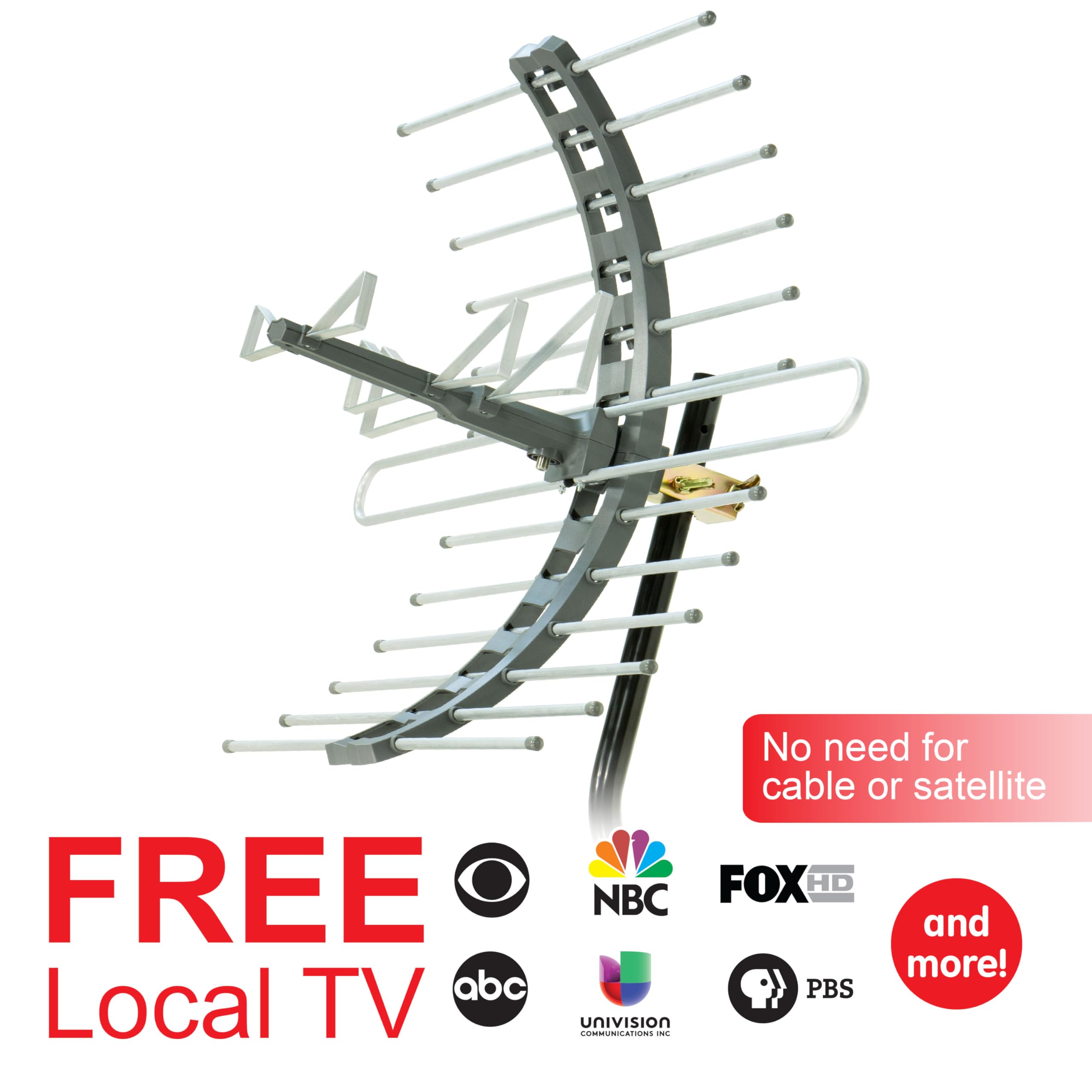 GE Outdoor HD Digital TV Antenna, Long Range Smart TV Antenna, Supports 4K 1080P HD Smart TV VHF UHF, J Mount Included for Attic or Outdoor, Weather Resistant, 29884 - Image 3