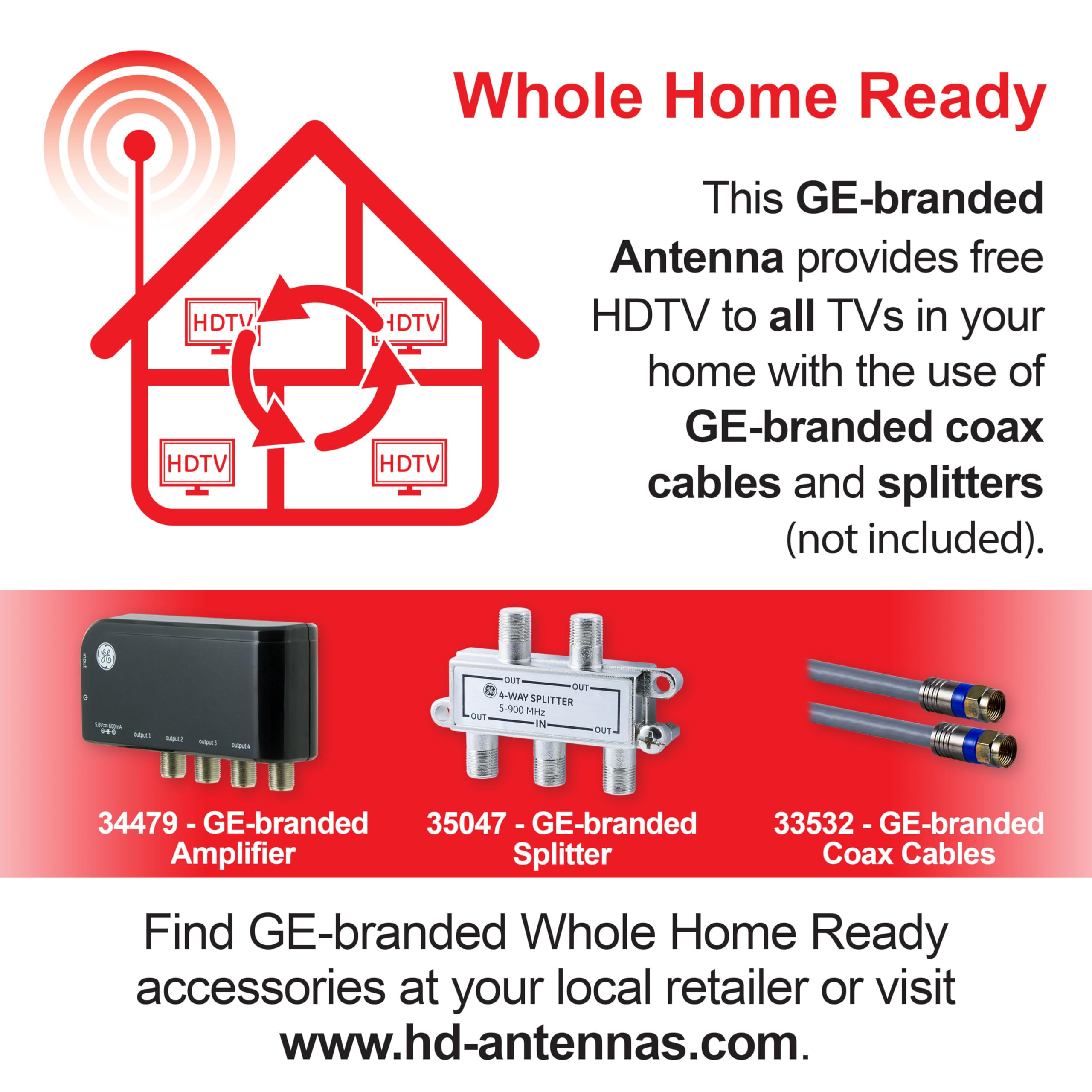GE Outdoor HD Digital TV Antenna, Long Range Smart TV Antenna, Supports 4K 1080P HD Smart TV VHF UHF, J Mount Included for Attic or Outdoor, Weather Resistant, 29884 - Image 4