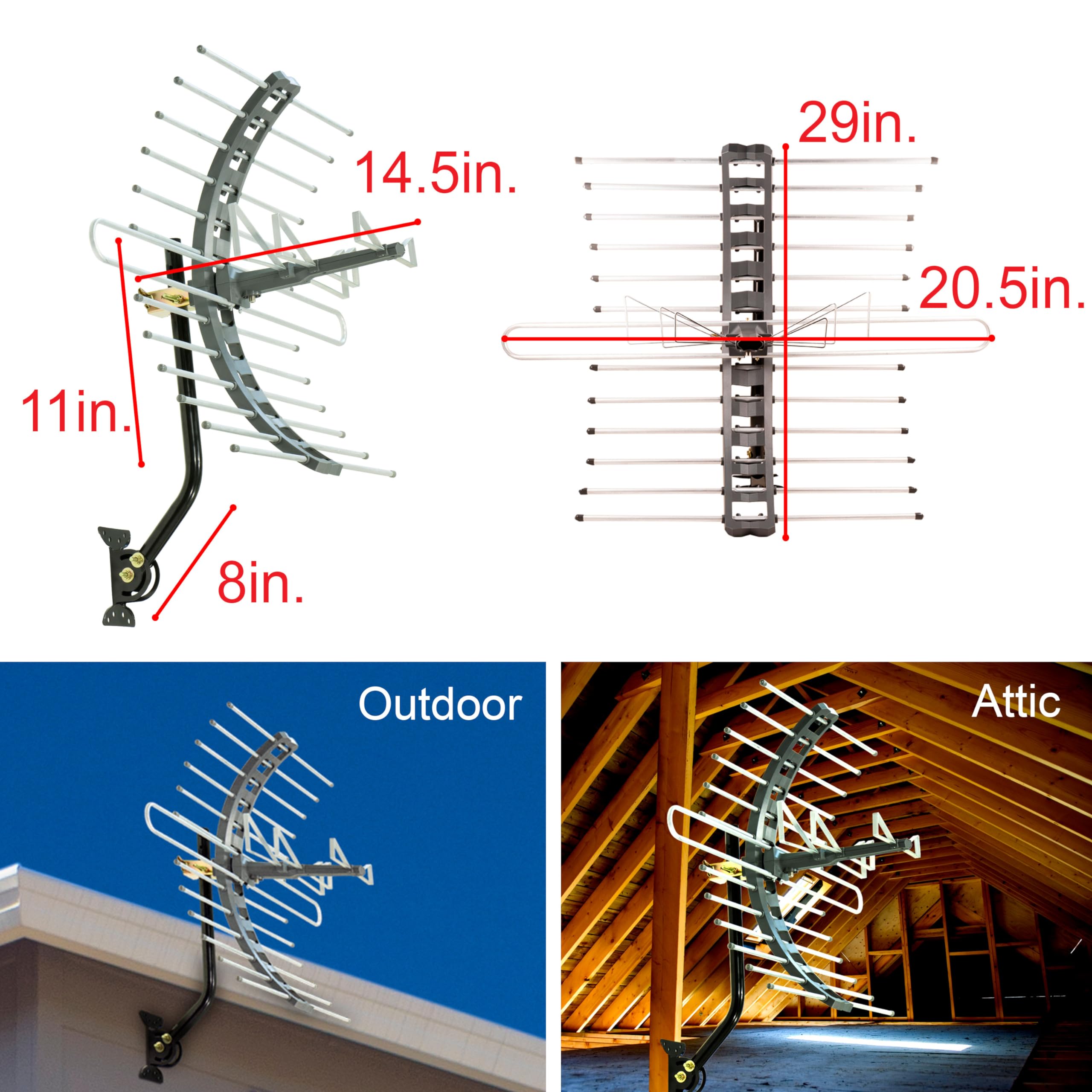 GE Outdoor HD Digital TV Antenna, Long Range Smart TV Antenna, Supports 4K 1080P HD Smart TV VHF UHF, J Mount Included for Attic or Outdoor, Weather Resistant, 29884 - Image 9