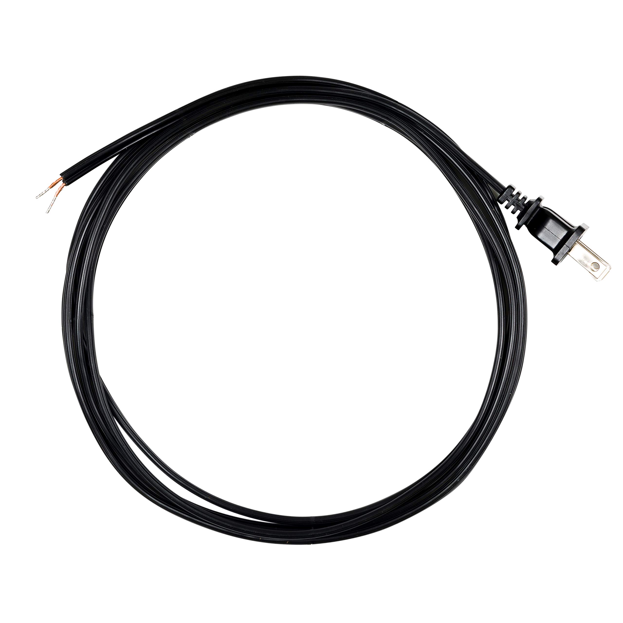 GE Power Gear 8 Ft Lamp Cord, Polarized Molded Plug, 2-Prong, DIY Repair/Replacement, UL Listed, Black, 54435 - Image 2