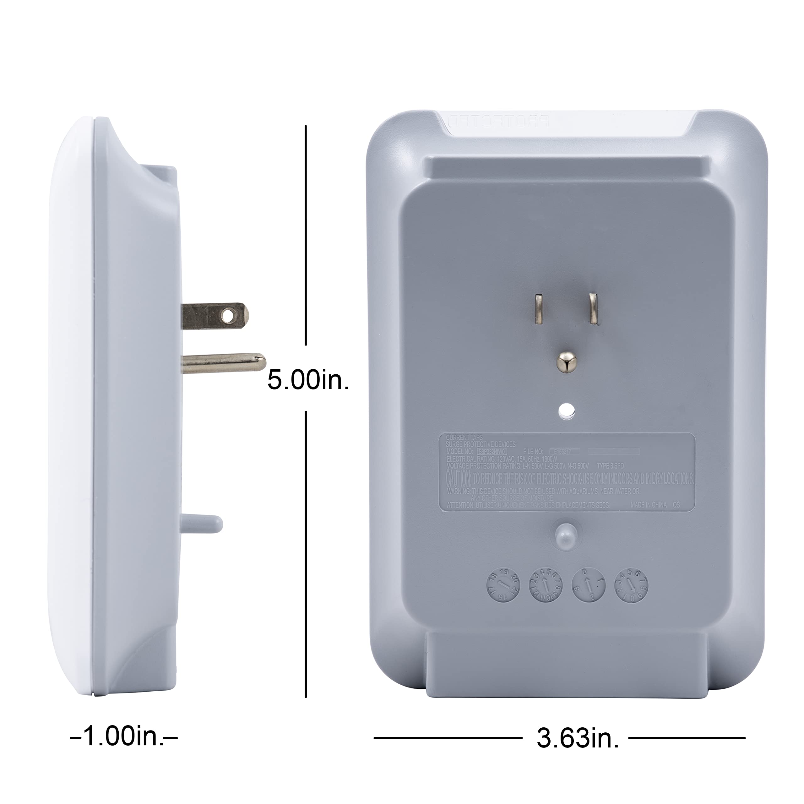 GE Pro 3-Outlet Extender with 2 USB Ports, Surge Protector, Charging Station Wall Tap, Protected Indicator LED, 3-Prong, 540 Joule, 2.4 AMP/10 Watt, UL Listed, White, 33646 - Image 5