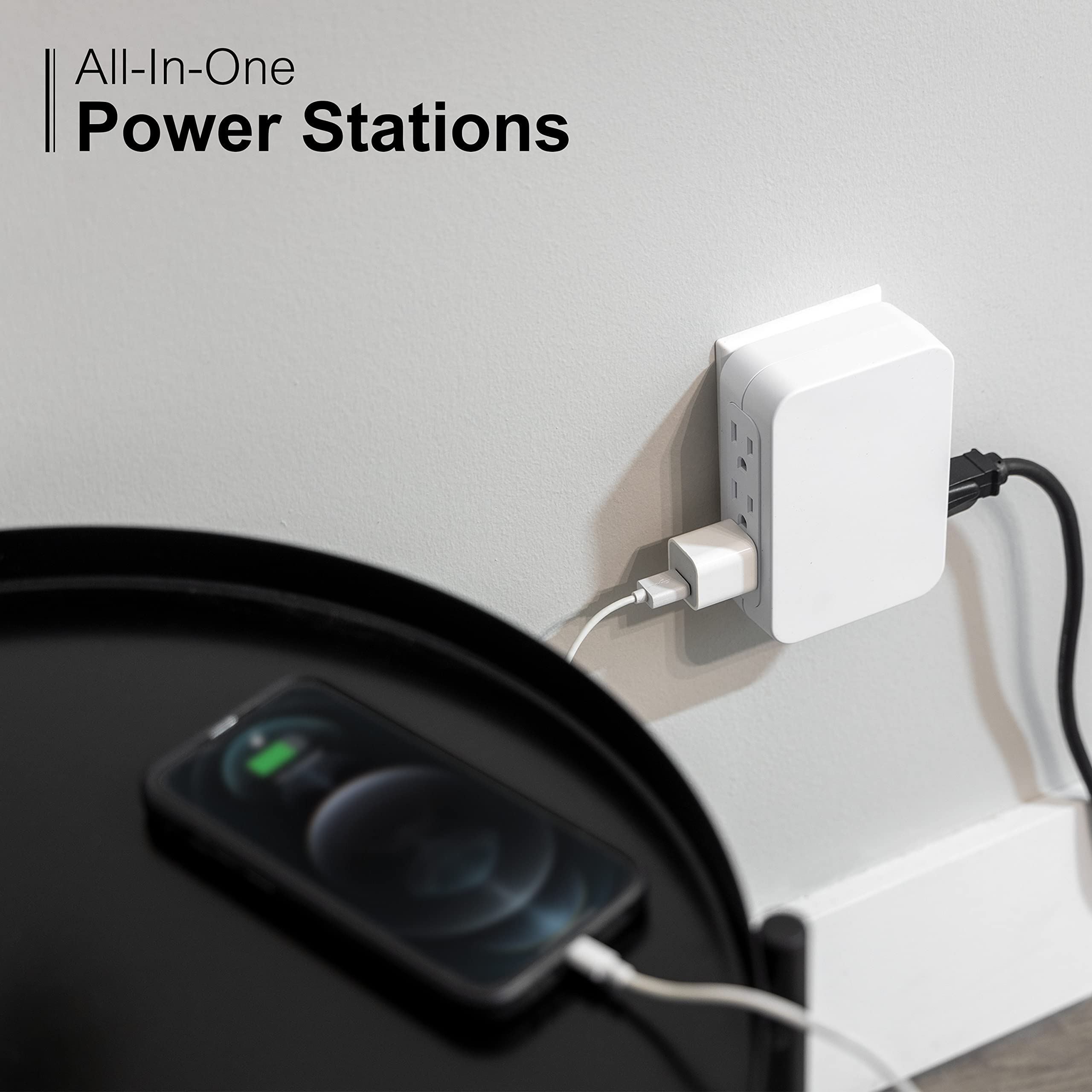 GE Pro 6-Outlet Extender, Surge Protector, Side Access, Wall Tap Adapter, 3-Prong, 1200 Joules, Warranty, UL Listed, White, 10353 - Image 5