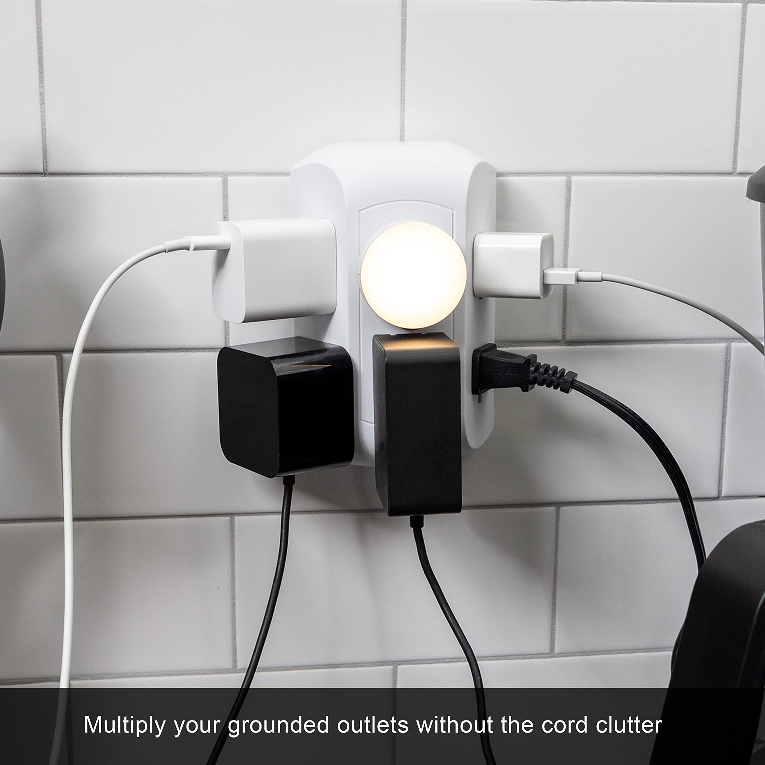 GE Pro 6-Outlet Extender, Surge Protector, Spaced Wall Tap, Side-Access, 3-Prong Power Strip, Charging Station, 560 Joules, UL Listed, White, 43648 - Image 2