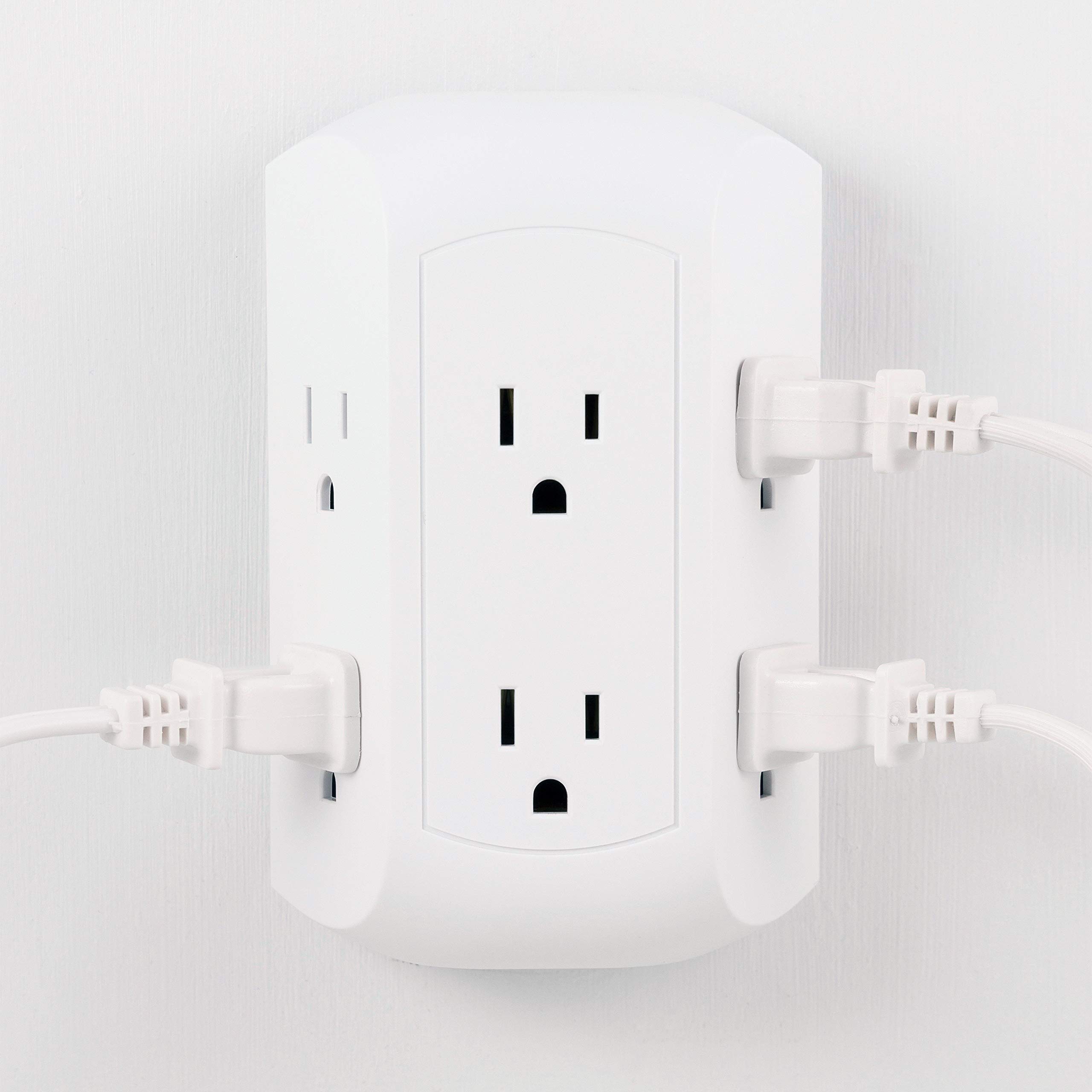 GE Pro 6-Outlet Extender, Surge Protector, Spaced Wall Tap, Side-Access, 3-Prong Power Strip, Charging Station, 560 Joules, UL Listed, White, 43648 - Image 3