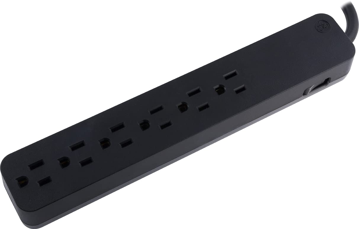 GE Pro 6-Outlet Surge Protector, 8 Ft Extension Cord, 1560 Joules, Power Strip, Flat Plug, Integrated Circuit Breaker, Wall Mount, UL Listed, Black, 37052 - Image 10