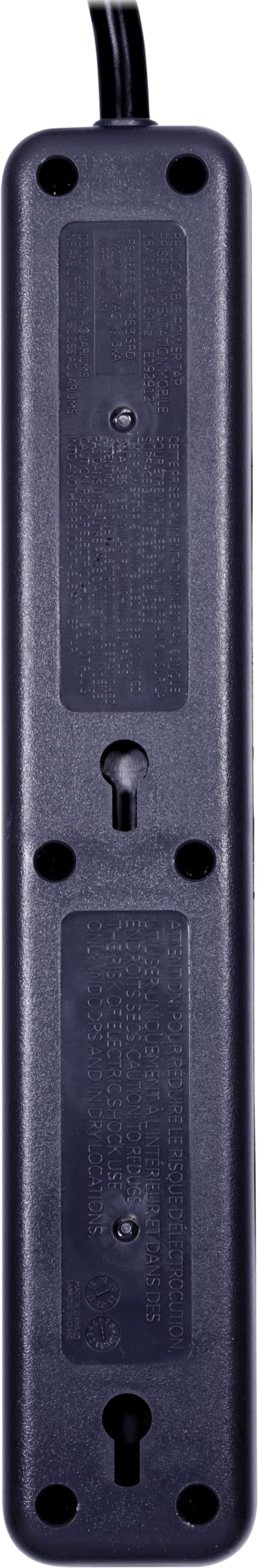 GE Pro 6-Outlet Surge Protector, 8 Ft Extension Cord, 1560 Joules, Power Strip, Flat Plug, Integrated Circuit Breaker, Wall Mount, UL Listed, Black, 37052 - Image 2