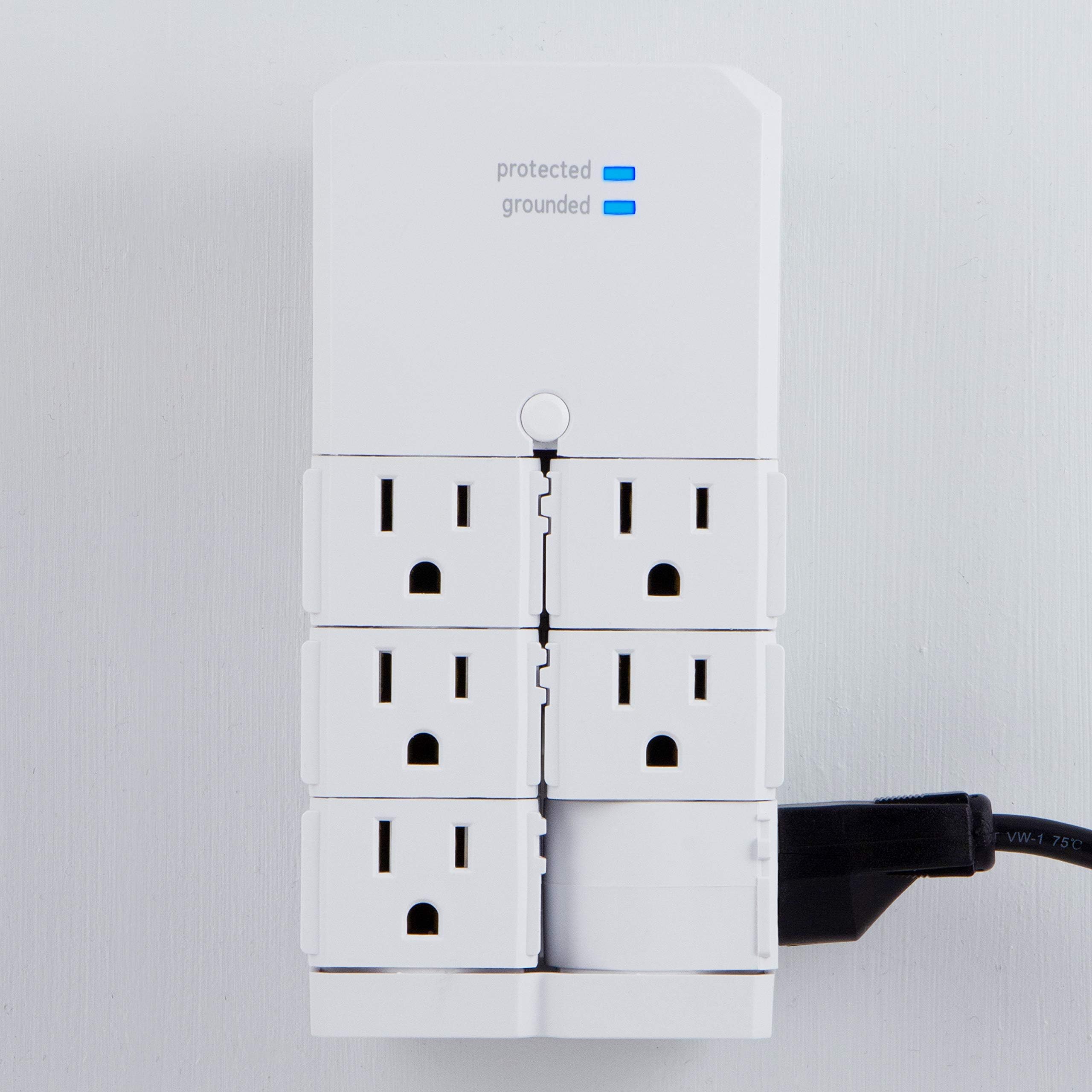 GE Pro 6-Outlet Surge Protector Tap with Swivel Outlets, White, 90 Degree Rotating Outlets, 1080 Joules, 37063 - Image 6