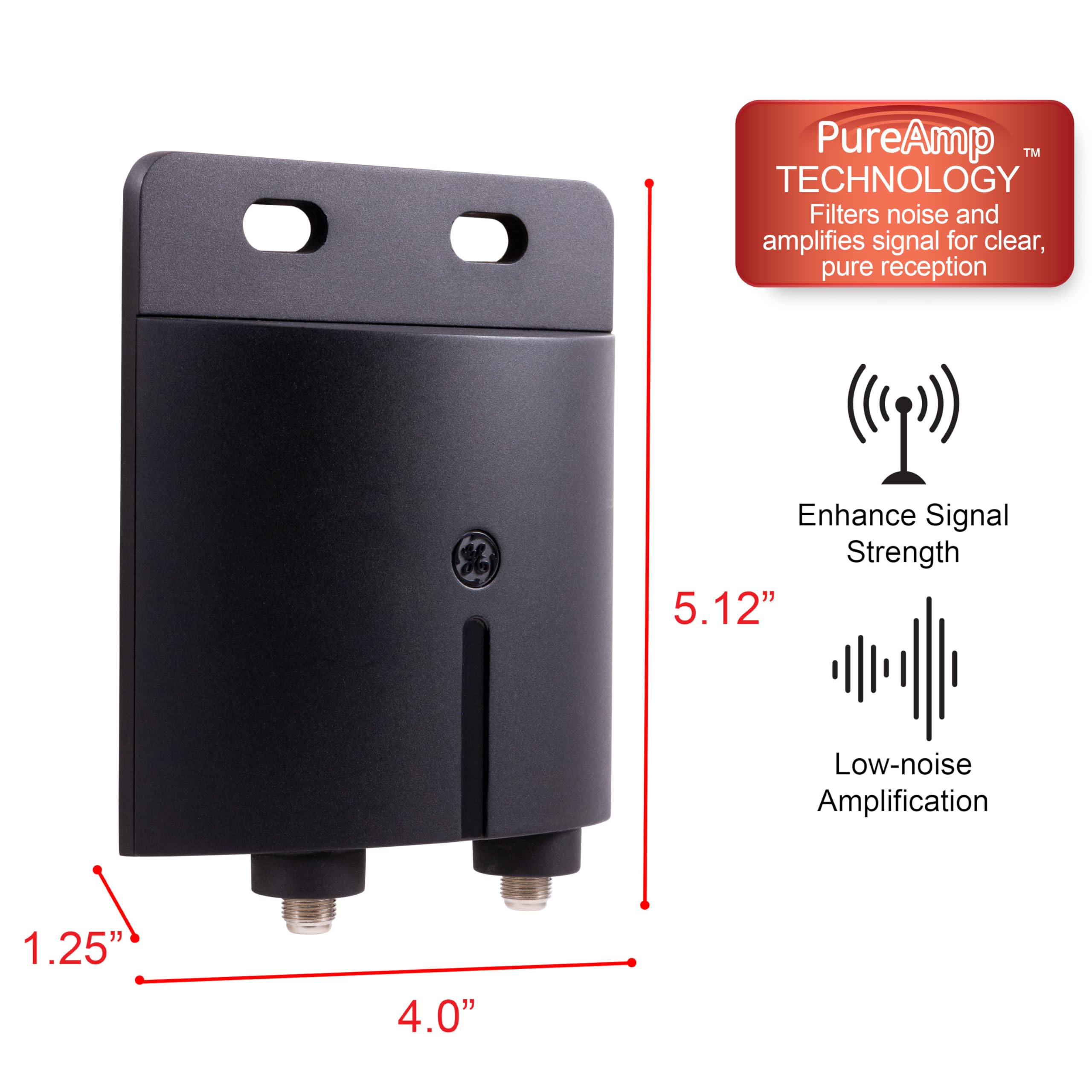 GE Pro Outdoor Antenna Amplifier, Low Noise Antenna Signal Booster, Clears Up Pixelated Low-Strength Channels, Supports HD Smart TV VHF UHF – 42179 - Image 3