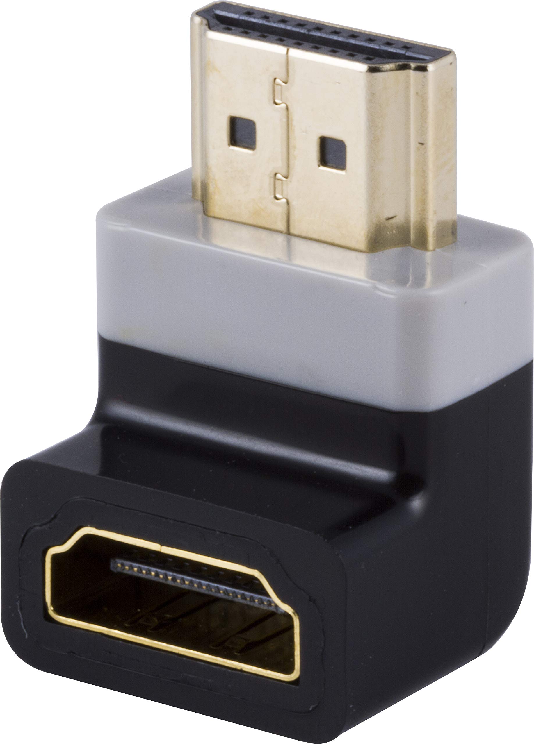 GE Pro Series Right Angle HDMI Adapter, Prevent HDMI Cable Damage and Performance Loss, HD 1080p, Simple Plug-in, Ideal for Mounted HD TVs, Black, 34896