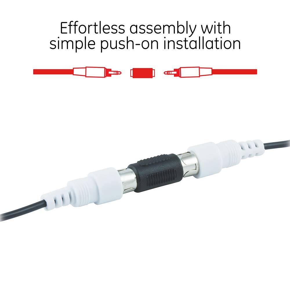 GE RCA Coupler Adapter, 2-Pack, Female-to-Female Connectors, Extend Length and Reach of RCA Cables, Audio Video Cable Extender Barrel, 33617 - Image 3