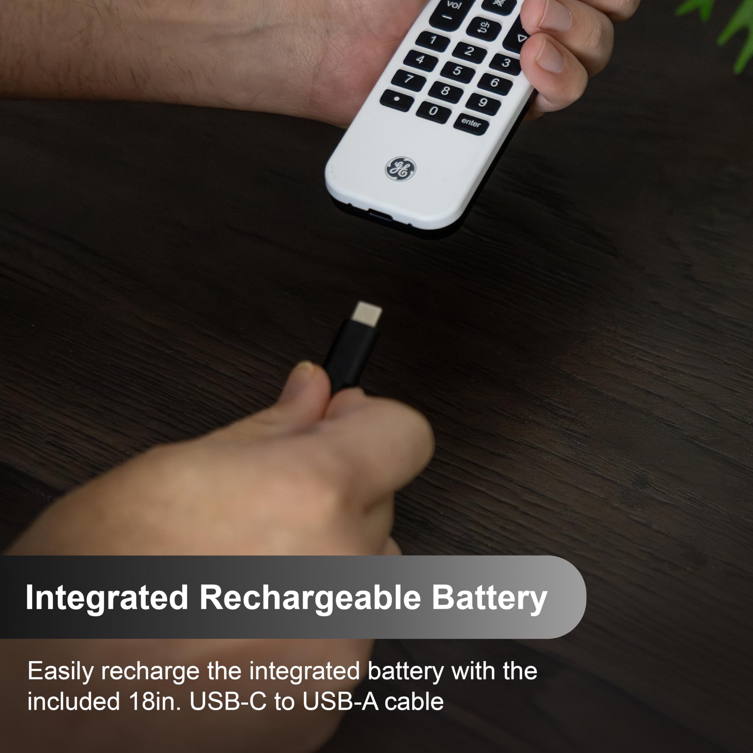 GE Rechargeable TV Remote Control, Universal Remote Control, Backlit Buttons, Samsung TV Remote Control Replacement for Smart TVs, Apple TV, Sony, Roku Replacement Remote, LG TV, 4-Device, 80984 - Image 3