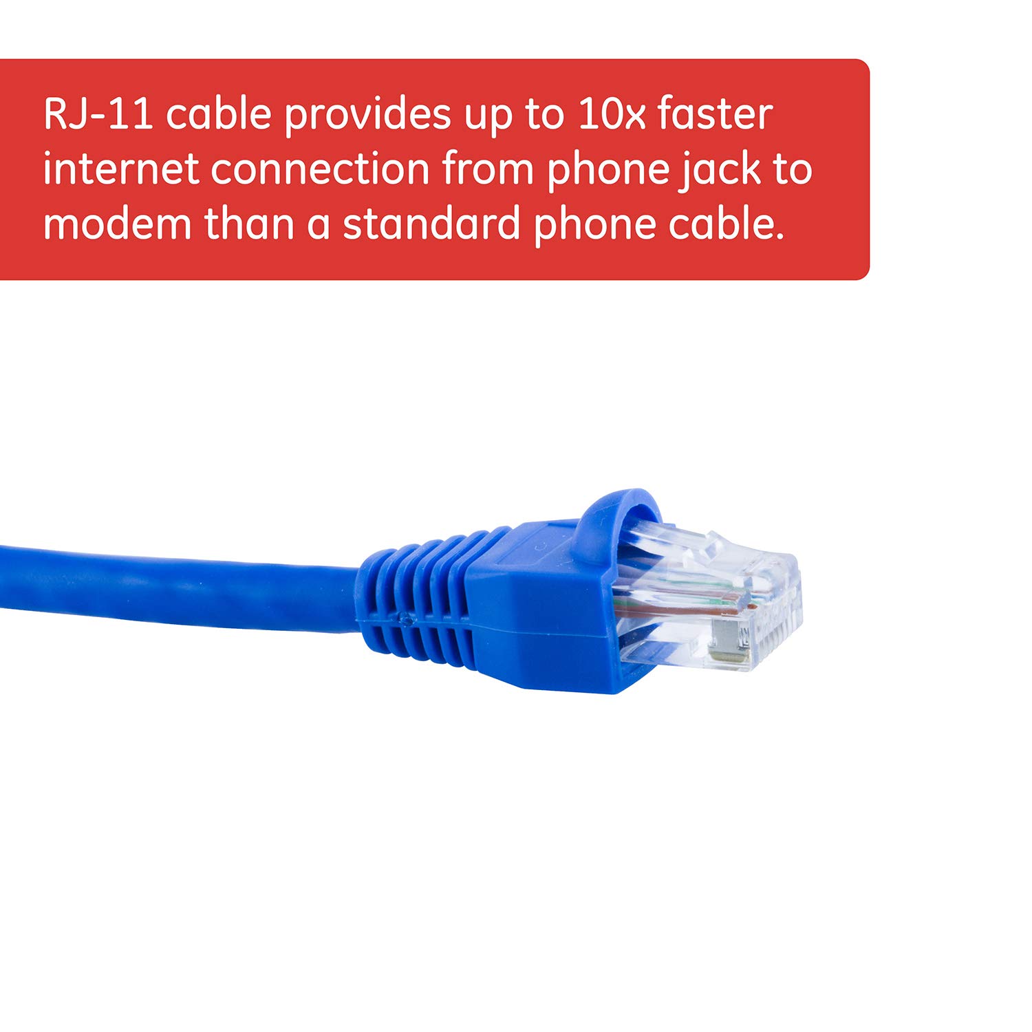 GE RJ11 High Speed Modem Cable, 14ft, 10x Faster Than Standard Cable, Blue 35288 - Image 4