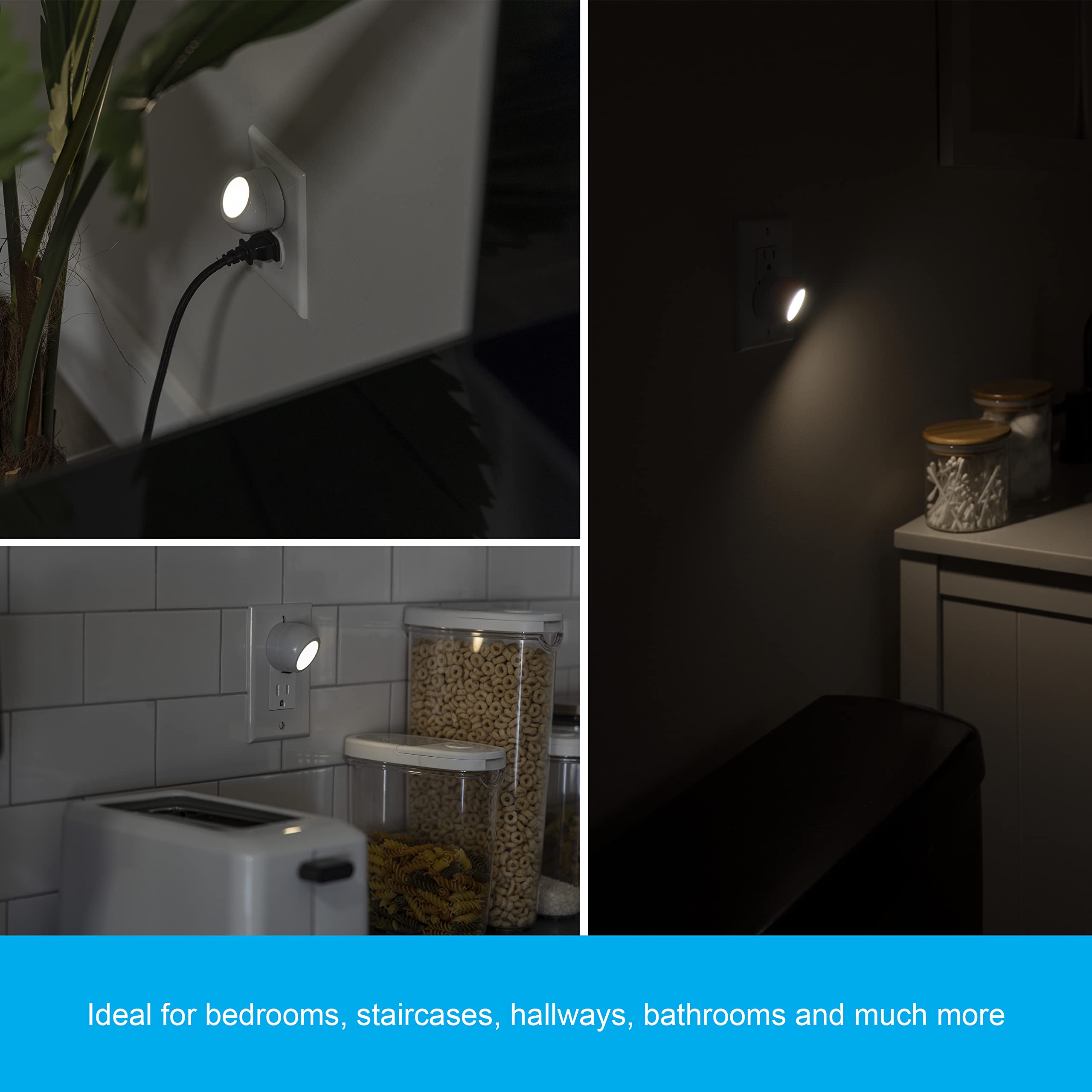 GE Rotating Plug in Night Light, Home Decor, Apartment Essentials, LED Lights for Bedroom, Ambient Lighting, Dusk to Dawn Sensor, Nightlight, Bathroom, Dorm Room, 2 Pack 31533 - Image 6