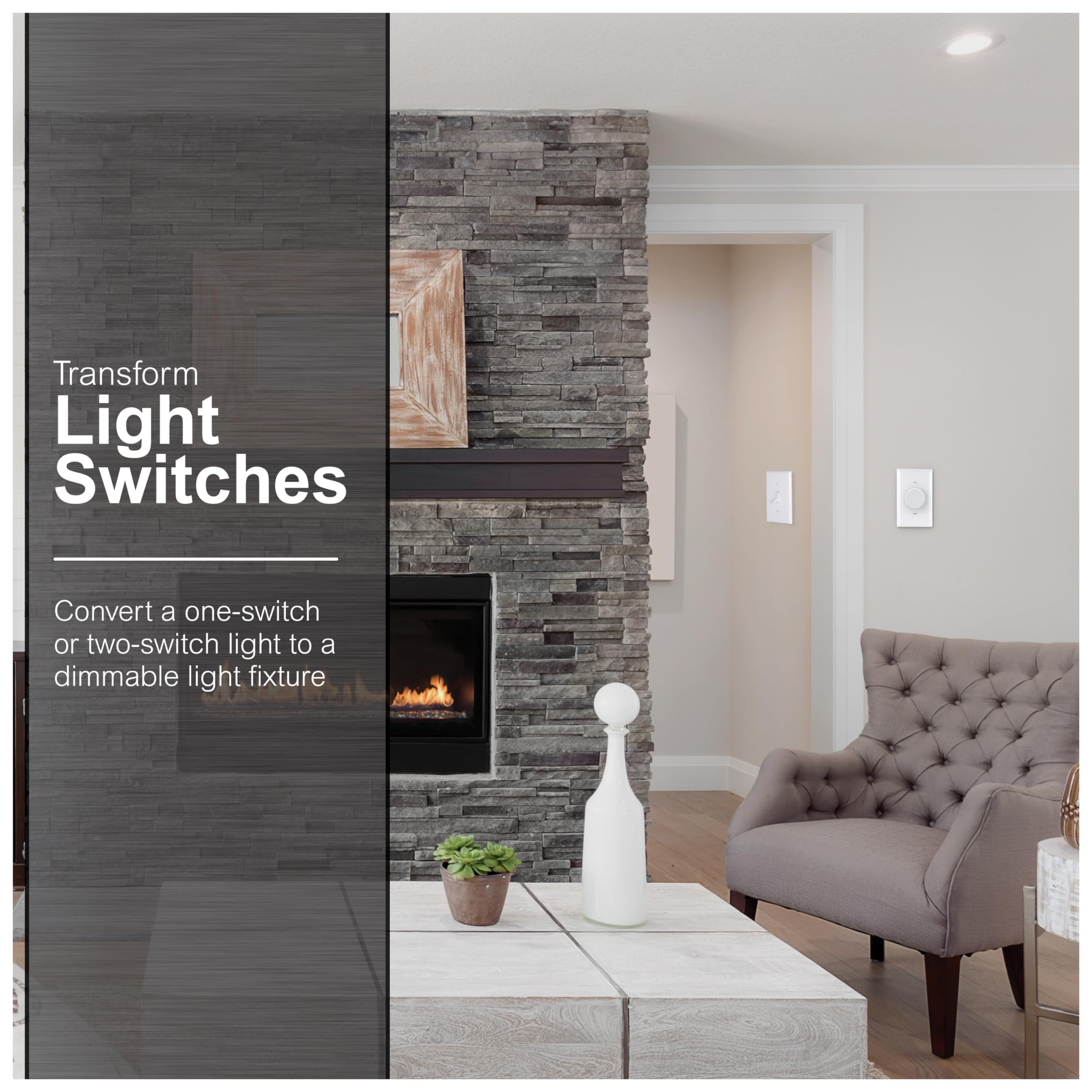 GE Single Pole Rotating Dimmer Switch, Rotate On/Off, Use with Dimmable LED, CFL, and Incandescent Bulbs, Includes Two Knob Colors, UL Listed, White/Light Almond, 18021 - Image 6