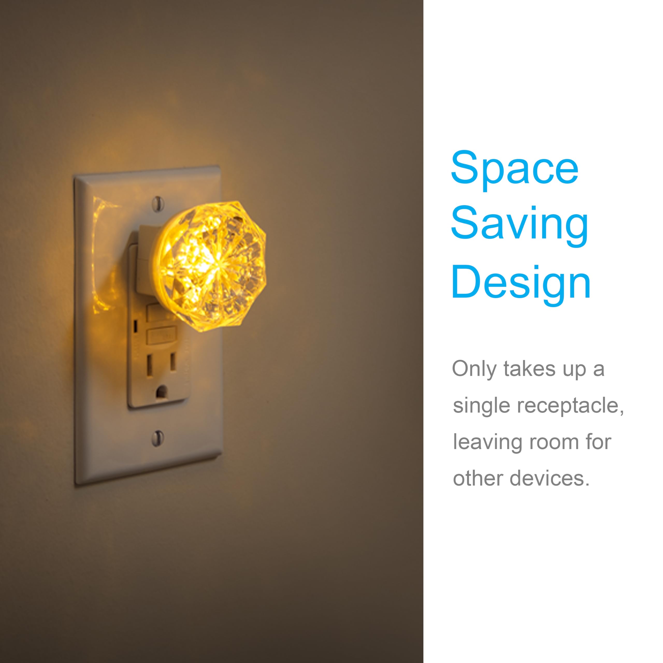 GE SleepLite Jewel LED Night Light, Plug-in, Always On, Amber, UL-Certified, Energy Efficient, Ideal Nightlight for Bedroom, Bathroom, Nursery, Hallway, Kitchen, 11291 - Image 3