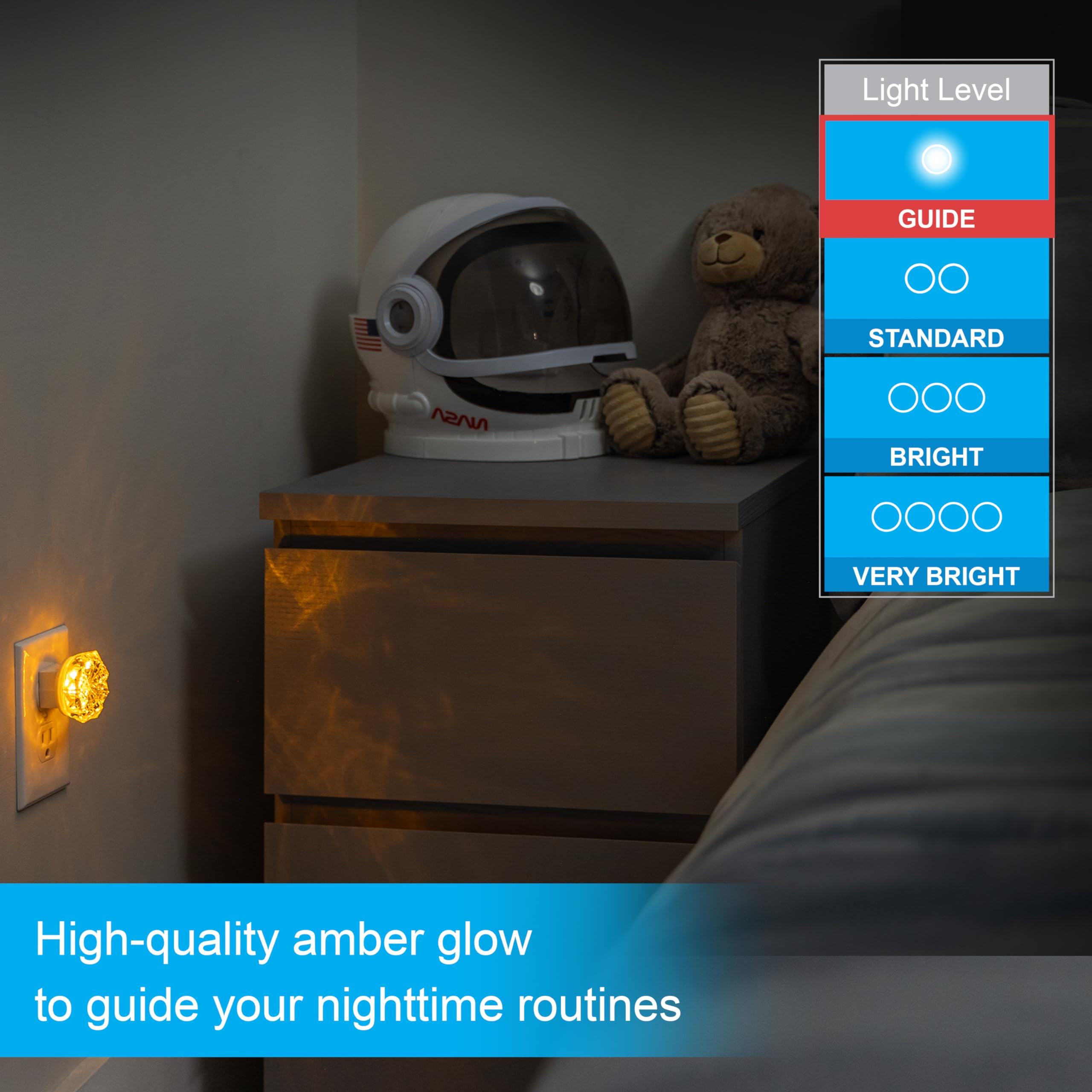 GE SleepLite Jewel LED Night Light, Plug-in, Always On, Amber, UL-Certified, Energy Efficient, Ideal Nightlight for Bedroom, Bathroom, Nursery, Hallway, Kitchen, 11291 - Image 4
