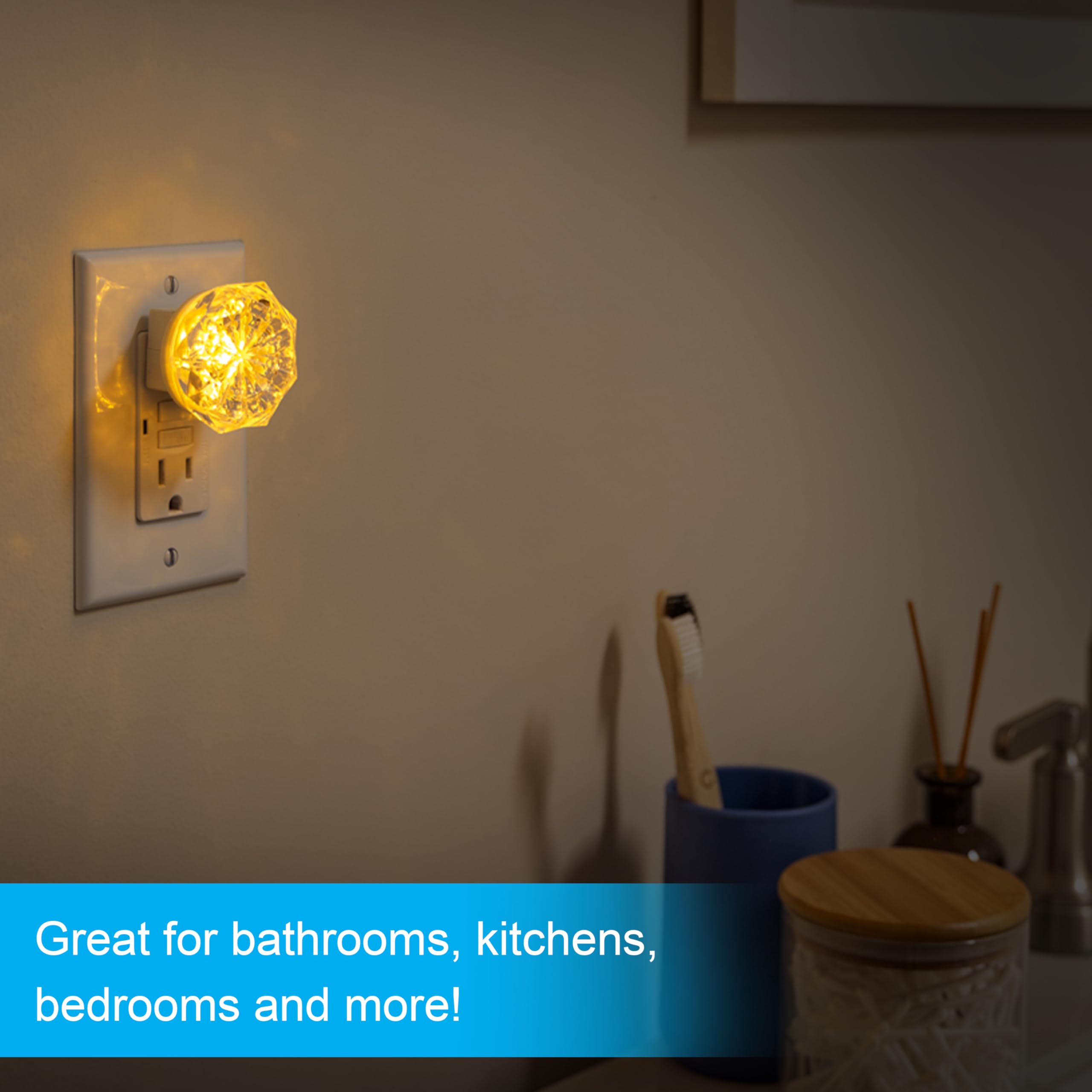 GE SleepLite Jewel LED Night Light, Plug-in, Always On, Amber, UL-Certified, Energy Efficient, Ideal Nightlight for Bedroom, Bathroom, Nursery, Hallway, Kitchen, 11291 - Image 6