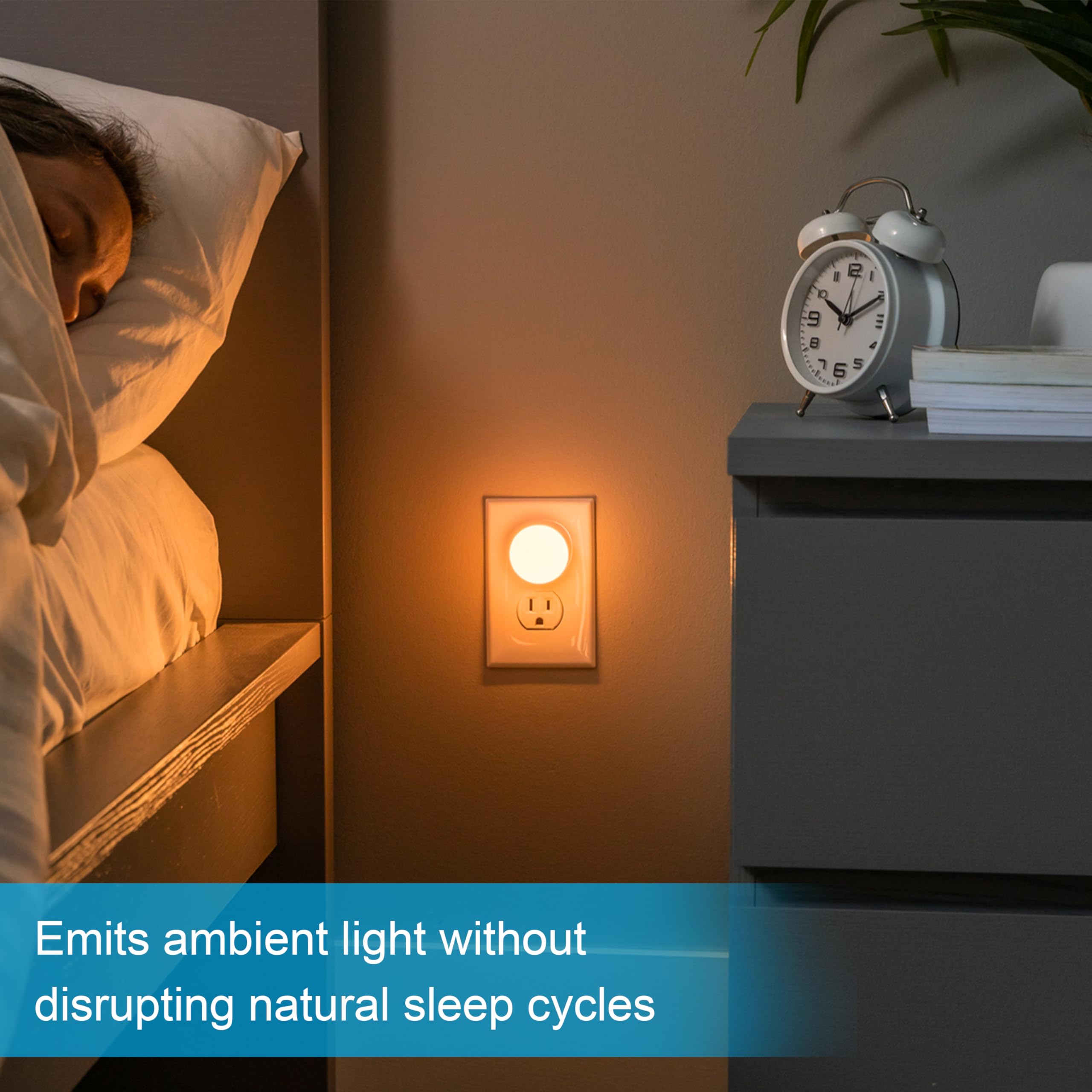 GE SleepLite LED Night Light, 4 Pack, Dusk-to-Dawn Sensor, Sleep Light, Dim Light, Warm Amber, Compact, Ideal for Bedroom, Nursery, Bathroom, Hallway,45041, 4 Count - Image 2
