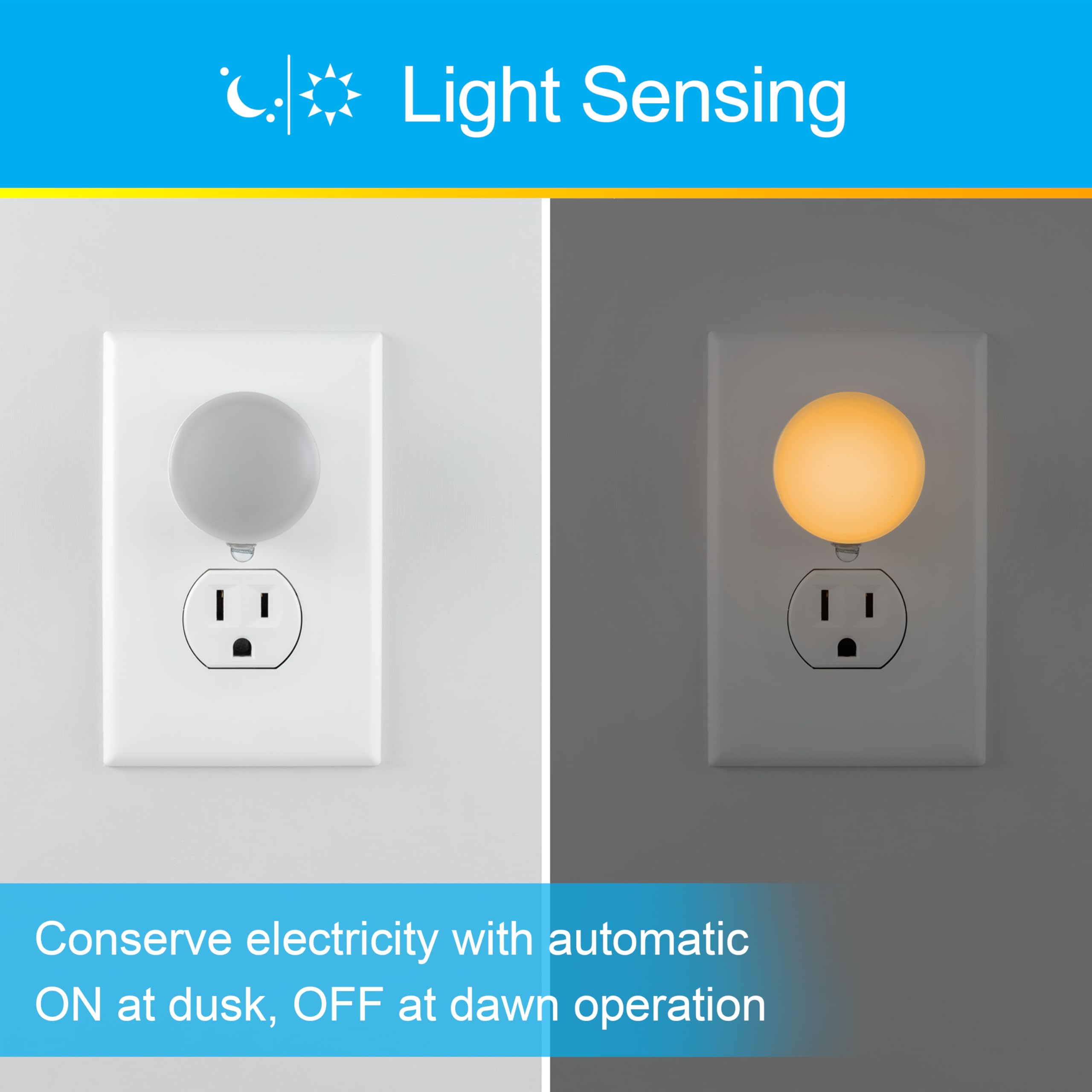 GE SleepLite LED Night Light, 4 Pack, Dusk-to-Dawn Sensor, Sleep Light, Dim Light, Warm Amber, Compact, Ideal for Bedroom, Nursery, Bathroom, Hallway,45041, 4 Count - Image 3