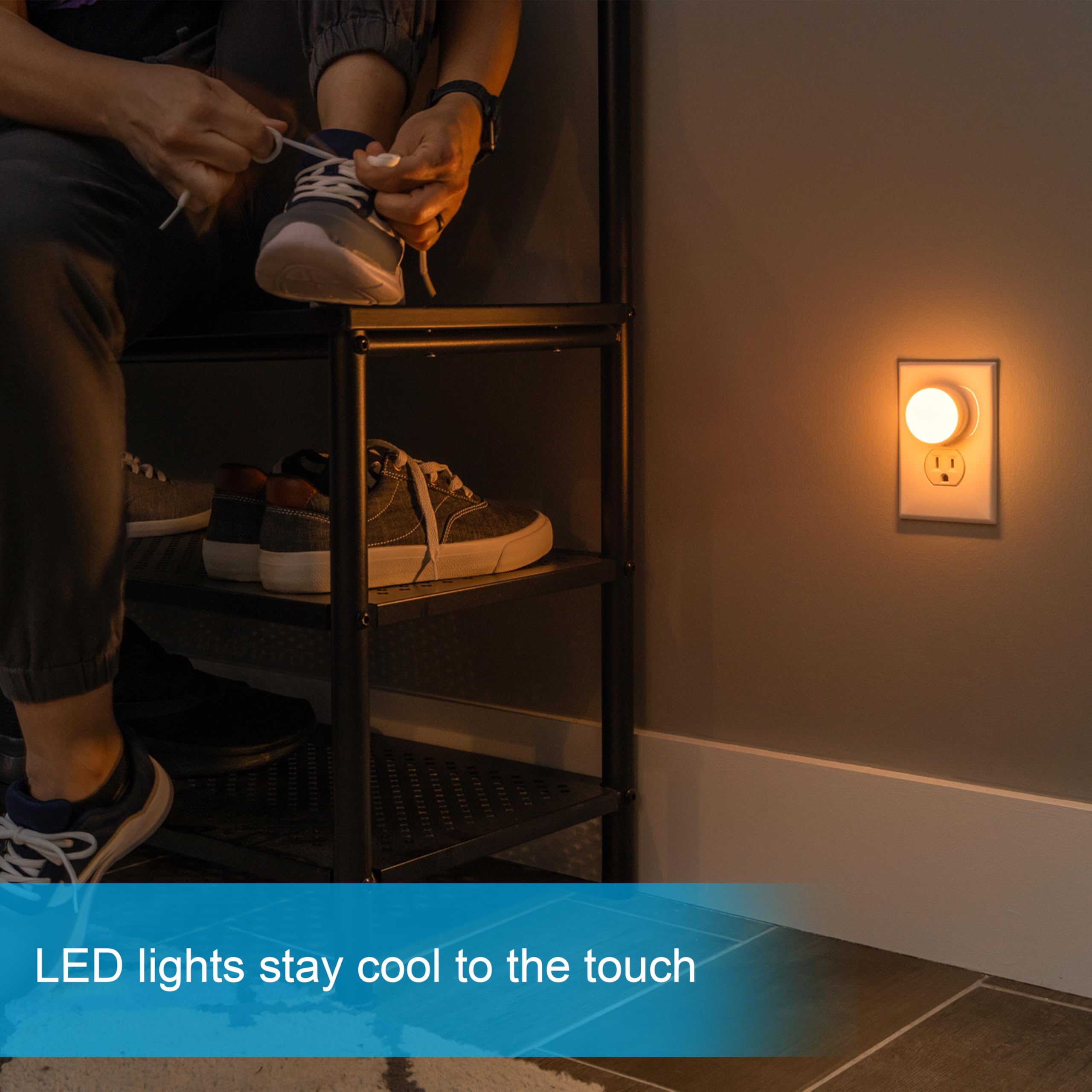 GE SleepLite LED Night Light, 4 Pack, Dusk-to-Dawn Sensor, Sleep Light, Dim Light, Warm Amber, Compact, Ideal for Bedroom, Nursery, Bathroom, Hallway,45041, 4 Count - Image 5