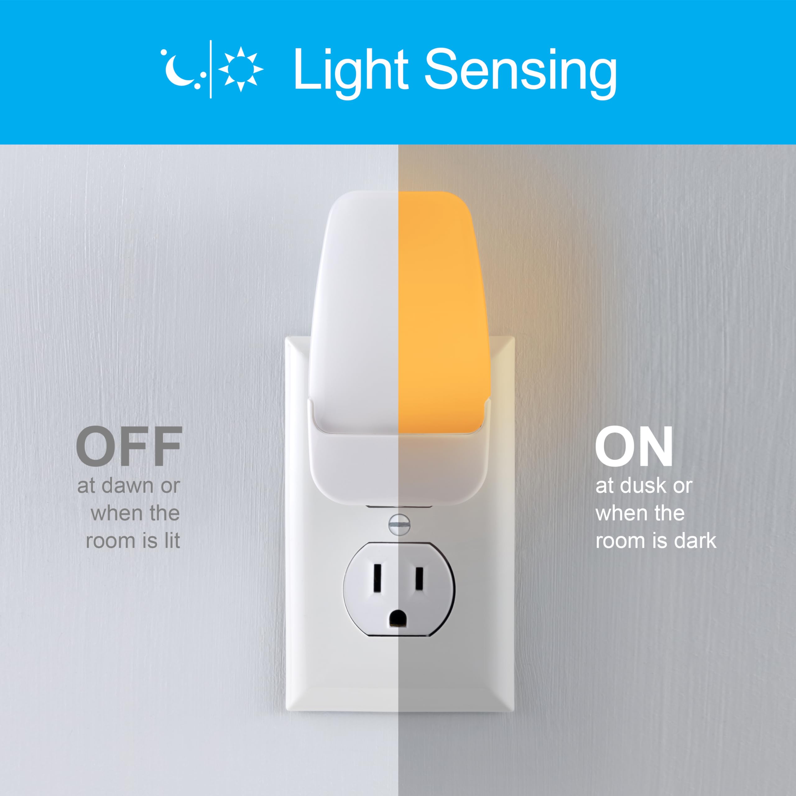GE Sleeplite Night Lights Plug Into Wall, Dusk to Dawn Sensor, Ambient Lighting, Sleep Aid, Bathroom Décor, LED Lights for Bedroom, Apartment Essentials, Smart Home,76135, Amber, 2 Pack - Image 2