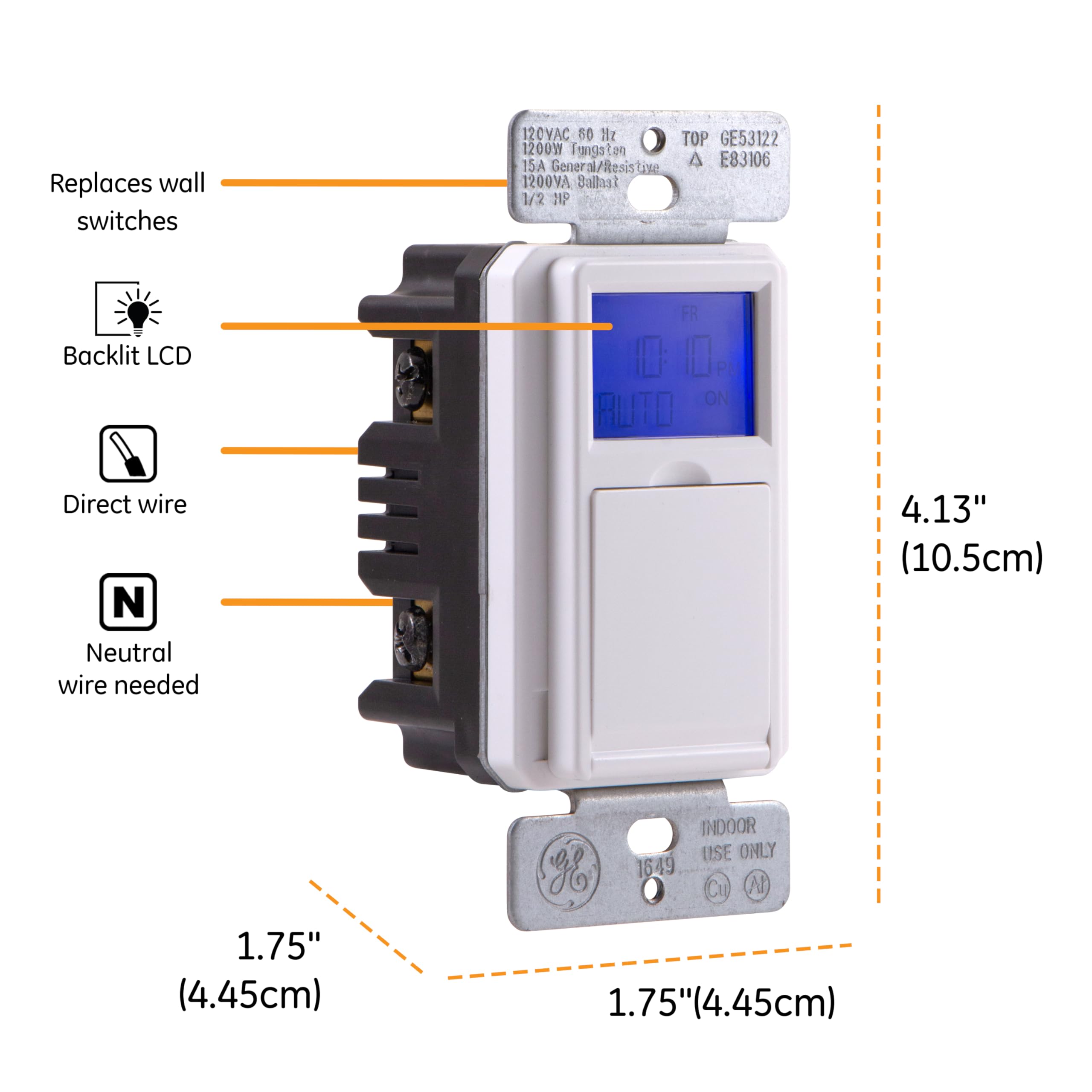 GE SunSmart 7-Day In-Wall Digital Timer Switch, Auto Sunrise/Sunset, Weekly Programmable, Security, Countdown, Single-Pole/3-Way, Neutral Wire Required, White or Light Almond, 32787 - Image 2