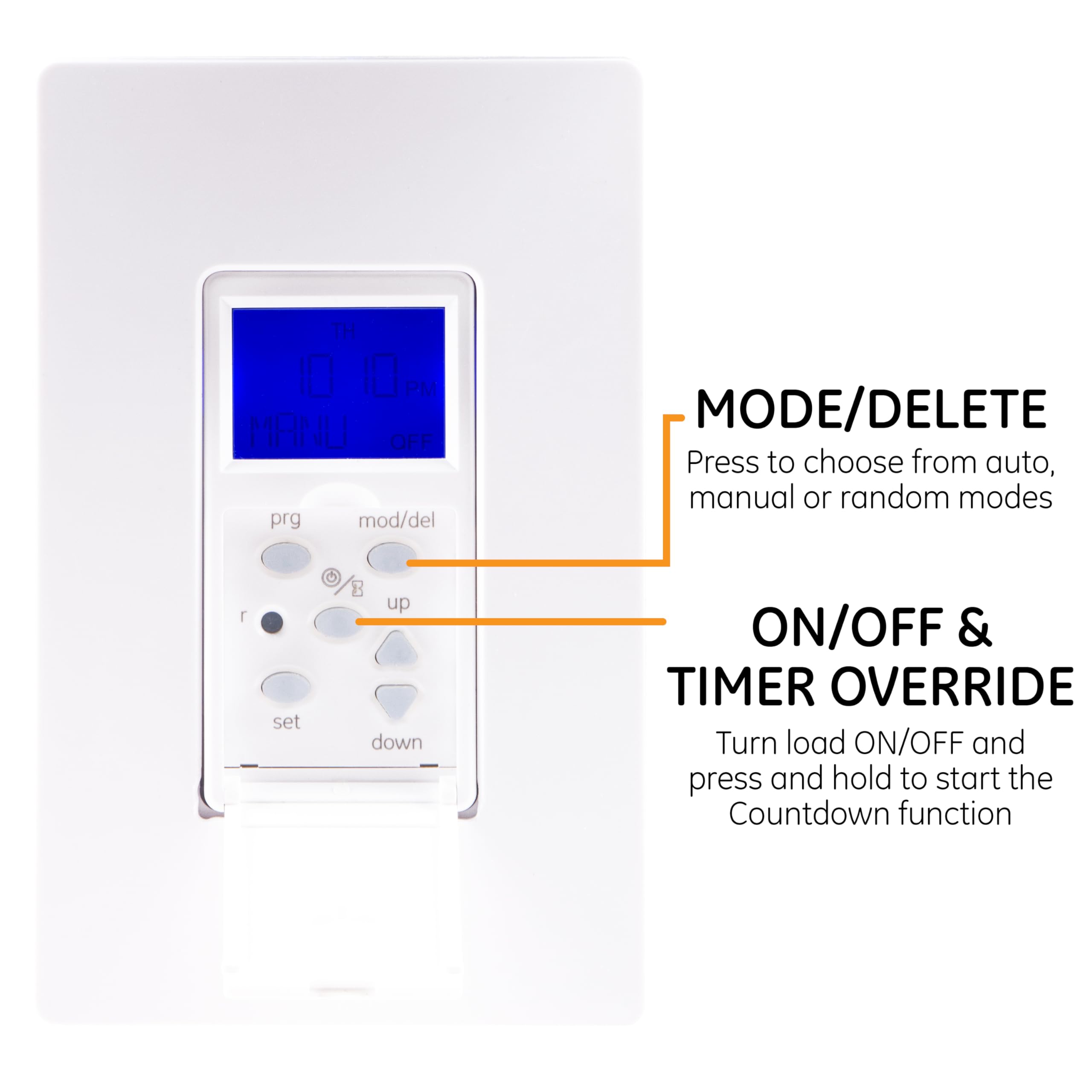 GE SunSmart 7-Day In-Wall Digital Timer Switch, Auto Sunrise/Sunset, Weekly Programmable, Security, Countdown, Single-Pole/3-Way, Neutral Wire Required, White or Light Almond, 32787 - Image 3