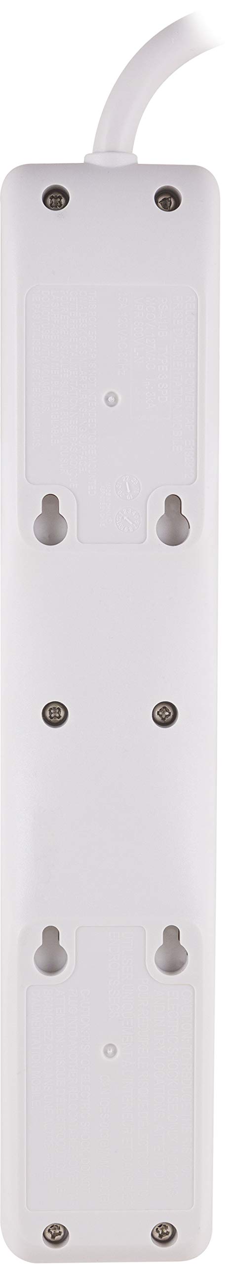 GE Surge Protector, 4 Outlets 2 USB Ports, Extra Long 8ft. Power Cord, White, 25798 - Image 5