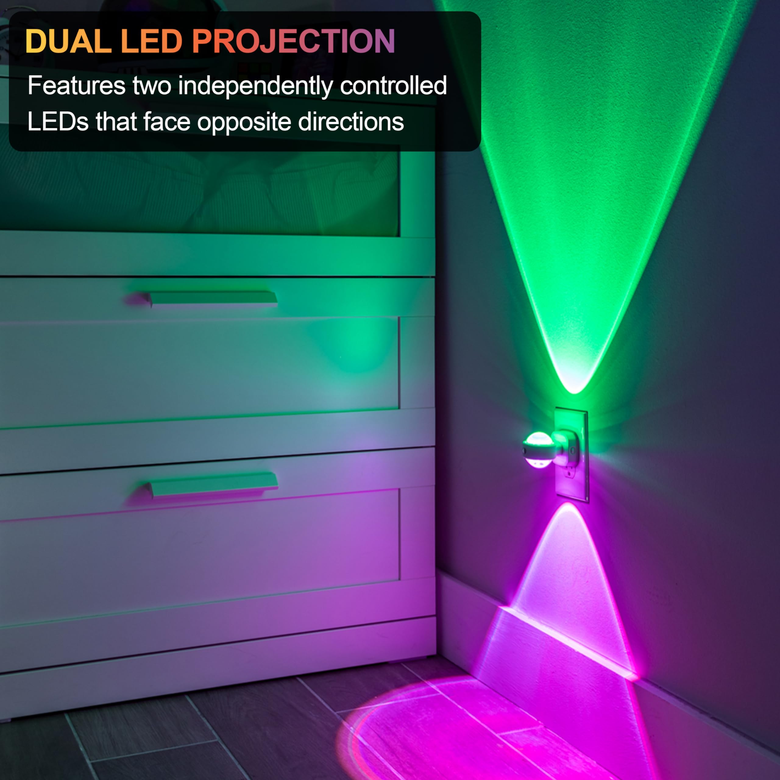 GE Swivel Sconce LED Night Lights Plug Into Wall for Home Decor Color Changing Dimmable Rotating Dusk to Dawn Sensor, Ambient Lighting, Apartment Essentials 1 Pack 81041 - Image 2
