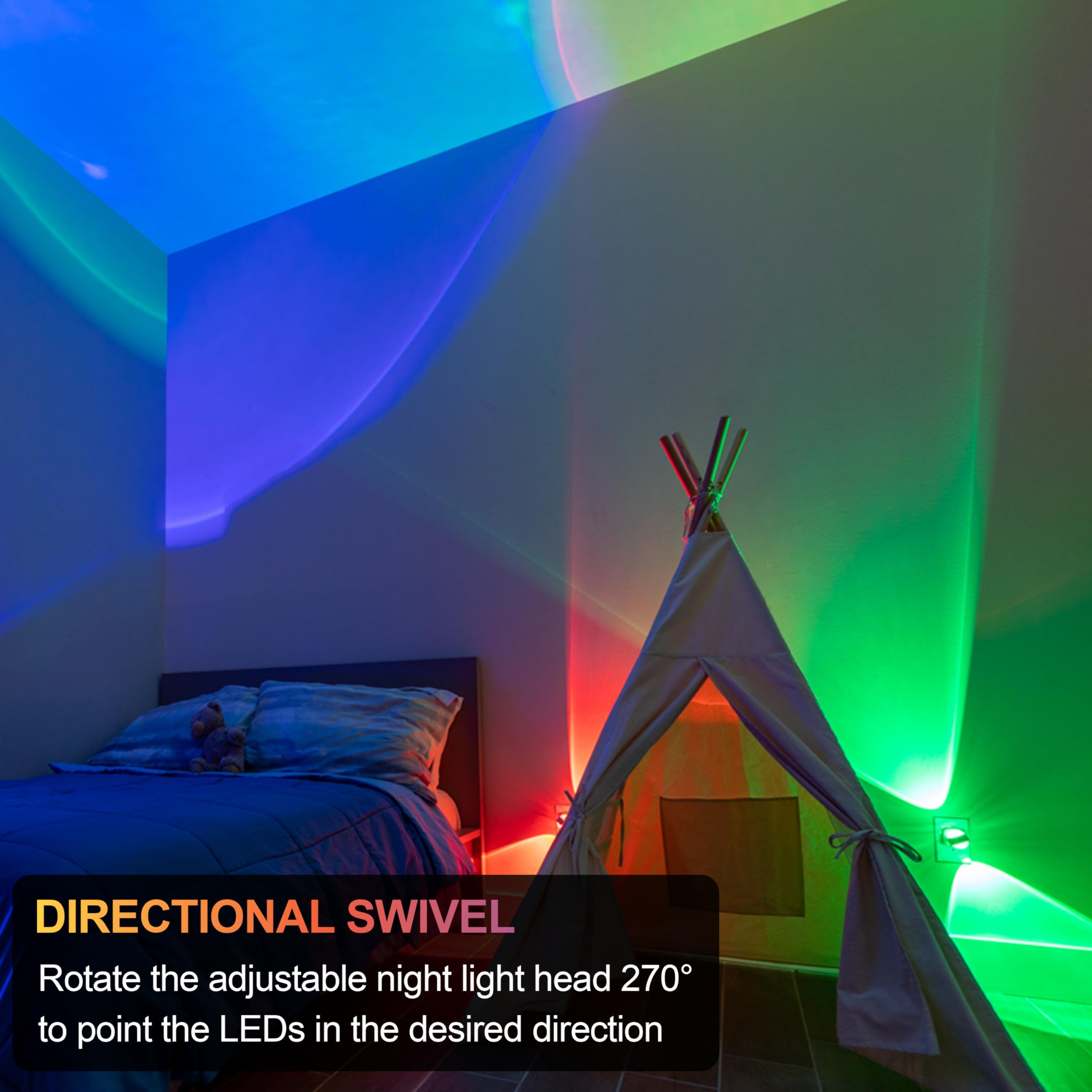 GE Swivel Sconce LED Night Lights Plug Into Wall for Home Decor Color Changing Dimmable Rotating Dusk to Dawn Sensor, Ambient Lighting, Apartment Essentials 1 Pack 81041 - Image 4