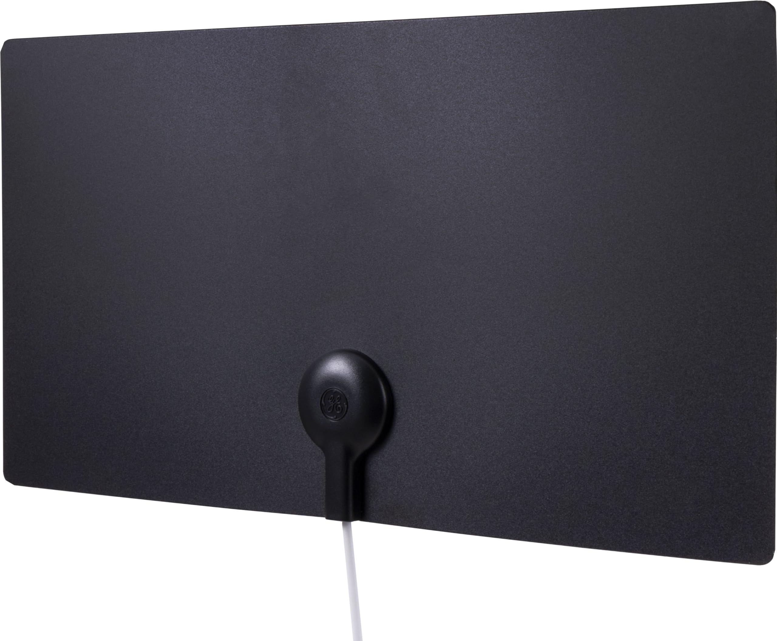 GE Ultra Edge Indoor HD Digital TV Antenna, Long Range Smart TV Antenna, Slim Decor Reversible Black White Design, Supports 4K HD Smart TV VHF UHF, 6ft Coax HDTV Cable, 11264