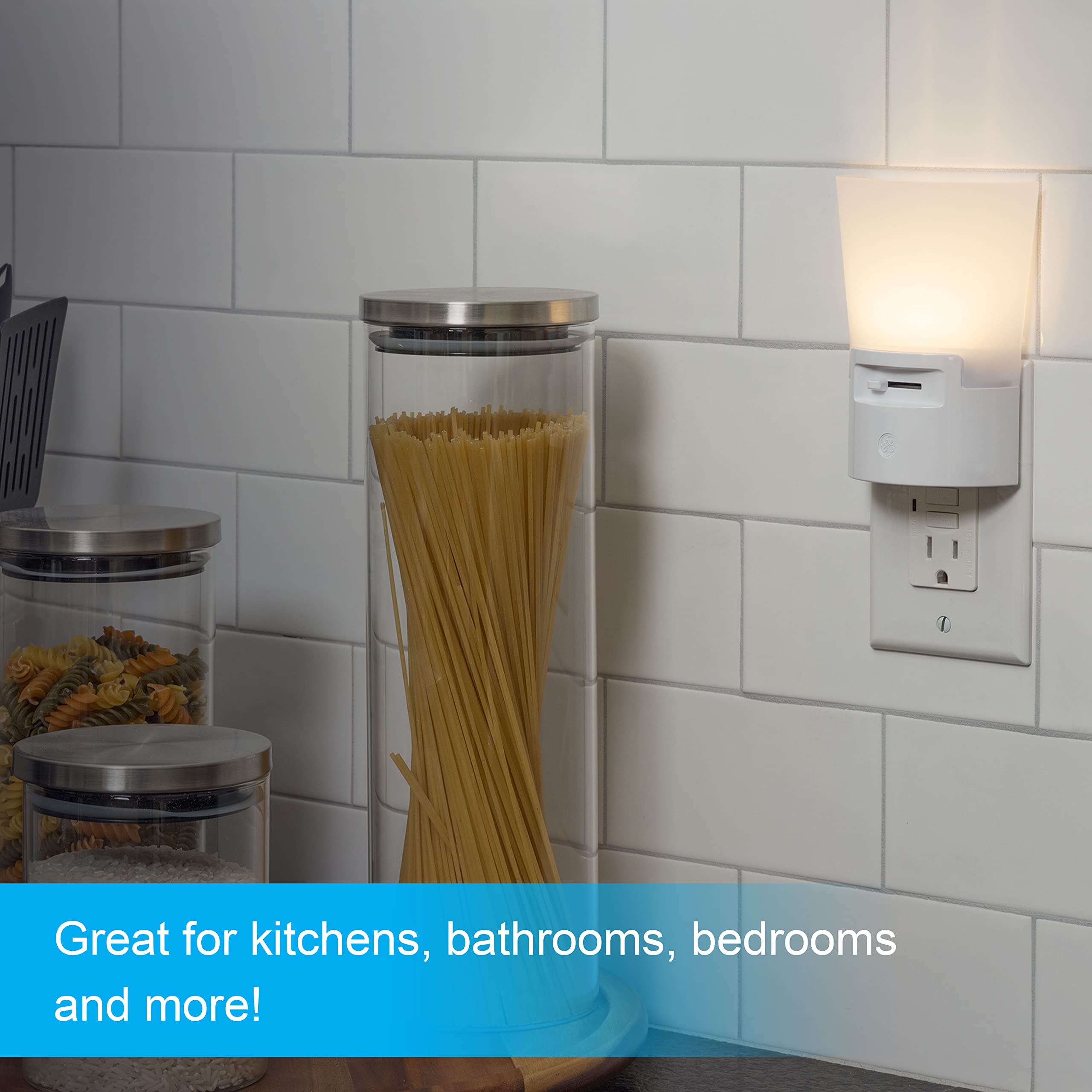 GE Ultrabrite Dimmable Sconce LED Night Light GEPlug-In, Energy Efficient, Dusk-to-Dawn Sensor, Adjustable Brightness, Ideal for Bedroom, Bathroom, Hallway, Nursery, White, 45123, 1 Pack, - Image 6