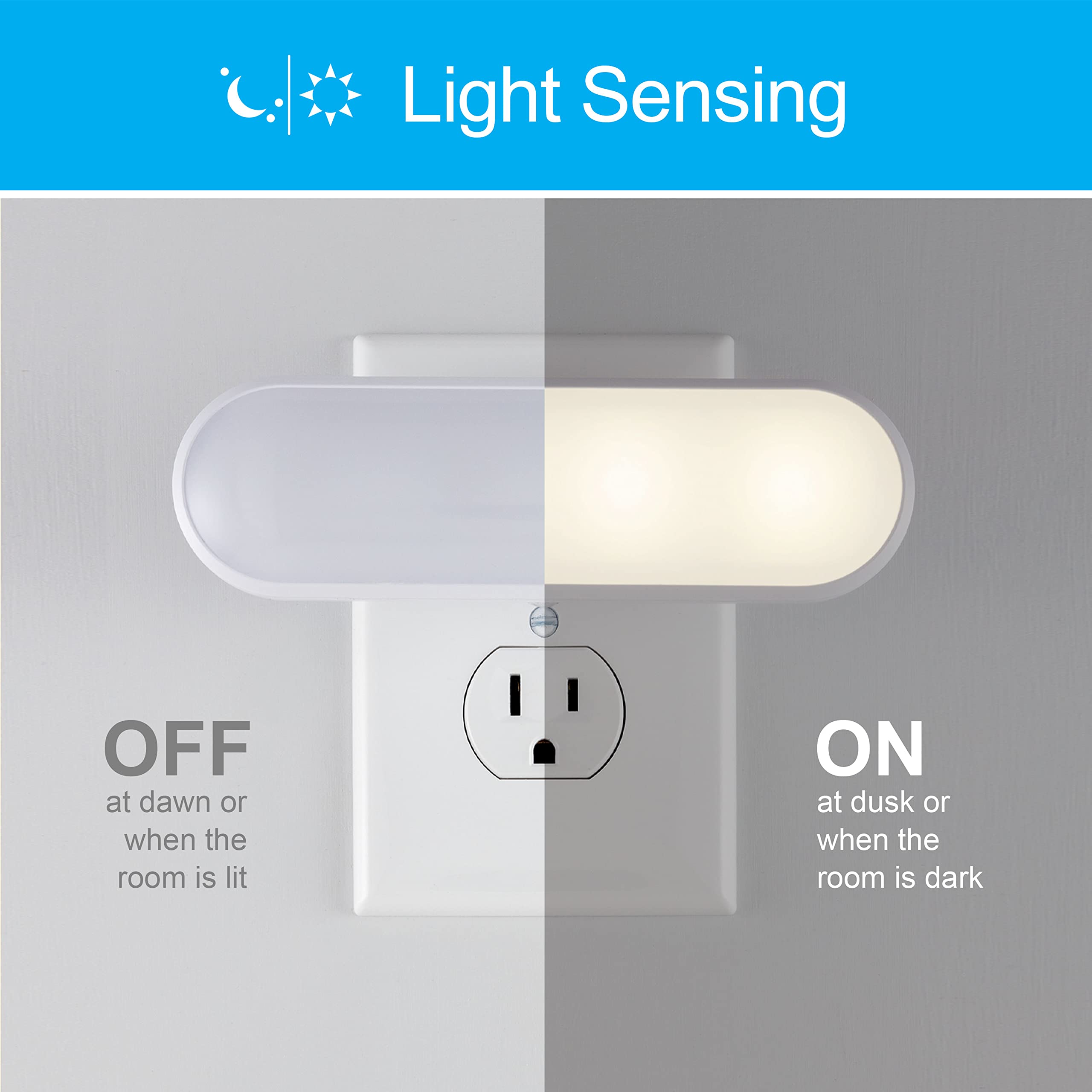 GE Ultrabrite LED Light Bar Night Lights Plug Into Wall Room Decor Ambient Lighting Dusk to Dawn Sensor Bright Nightlight, White, 100 Lumens, 4 Pack - Image 3