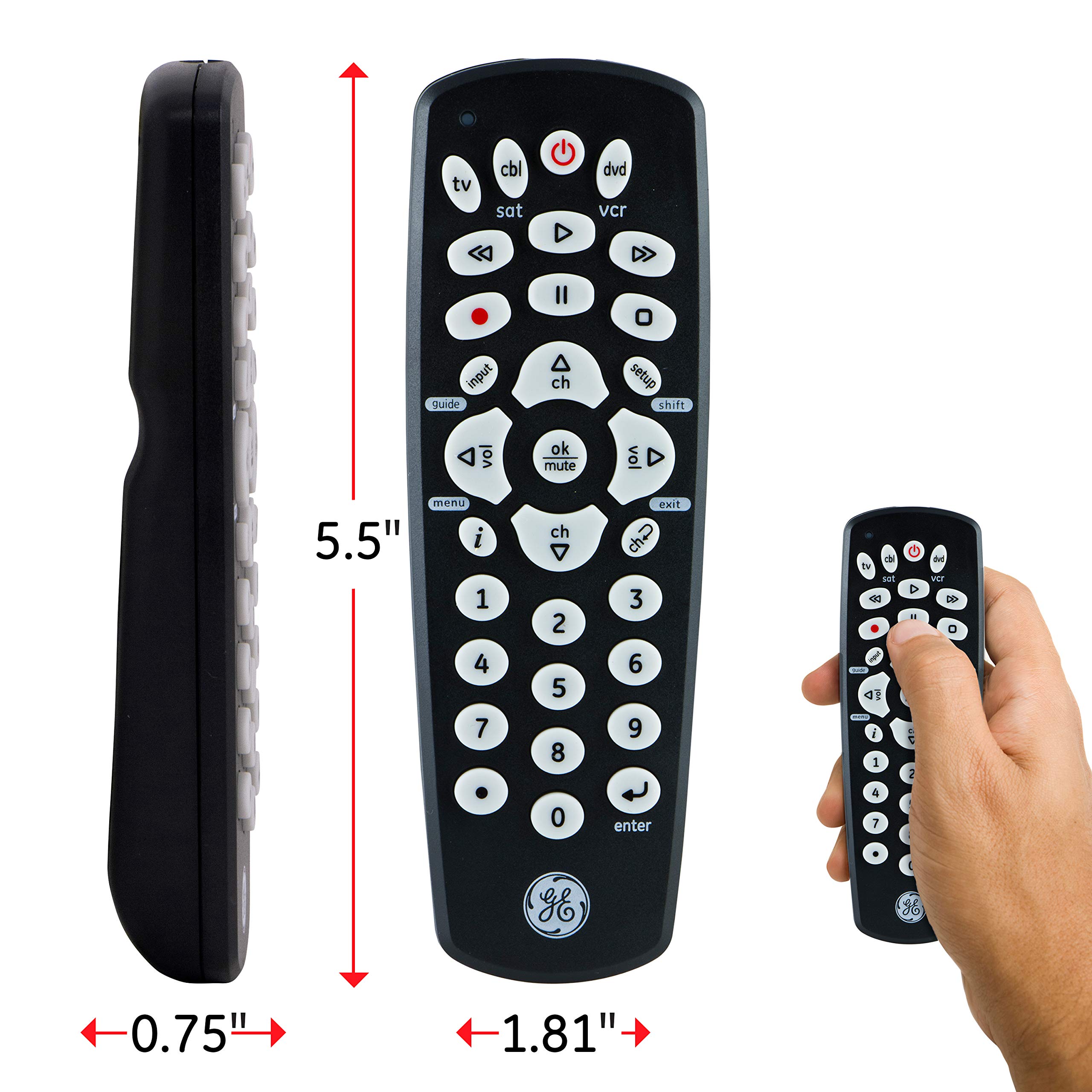 GE Universal Remote Control for Samsung, Vizio, LG, Sony, Sharp, Roku, Apple TV, RCA, Panasonic, Smart TVs, Streaming Players, Blu-ray, DVD, 3-Device, Black, 24991 - Image 4