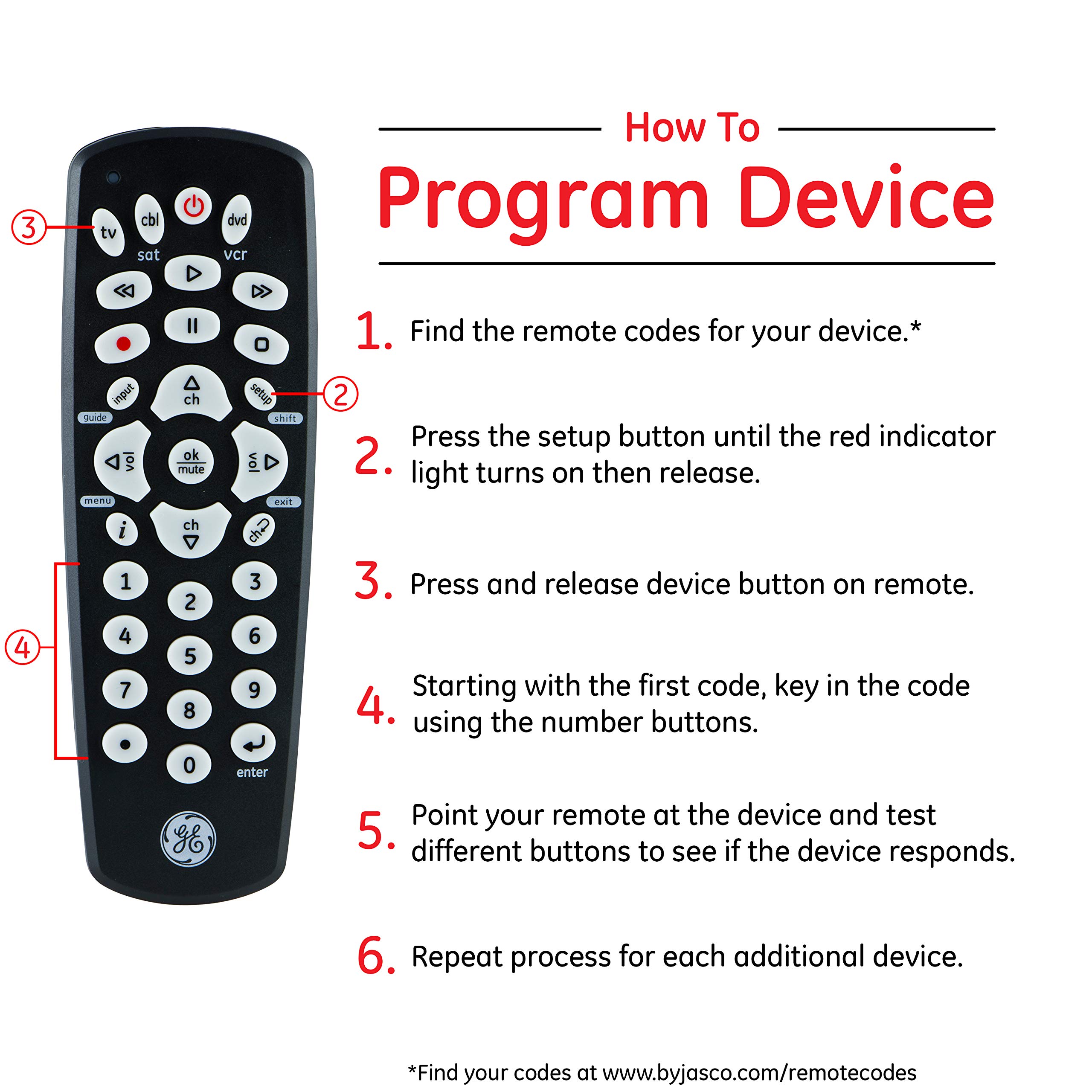 GE Universal Remote Control for Samsung, Vizio, LG, Sony, Sharp, Roku, Apple TV, RCA, Panasonic, Smart TVs, Streaming Players, Blu-ray, DVD, 3-Device, Black, 24991 - Image 5