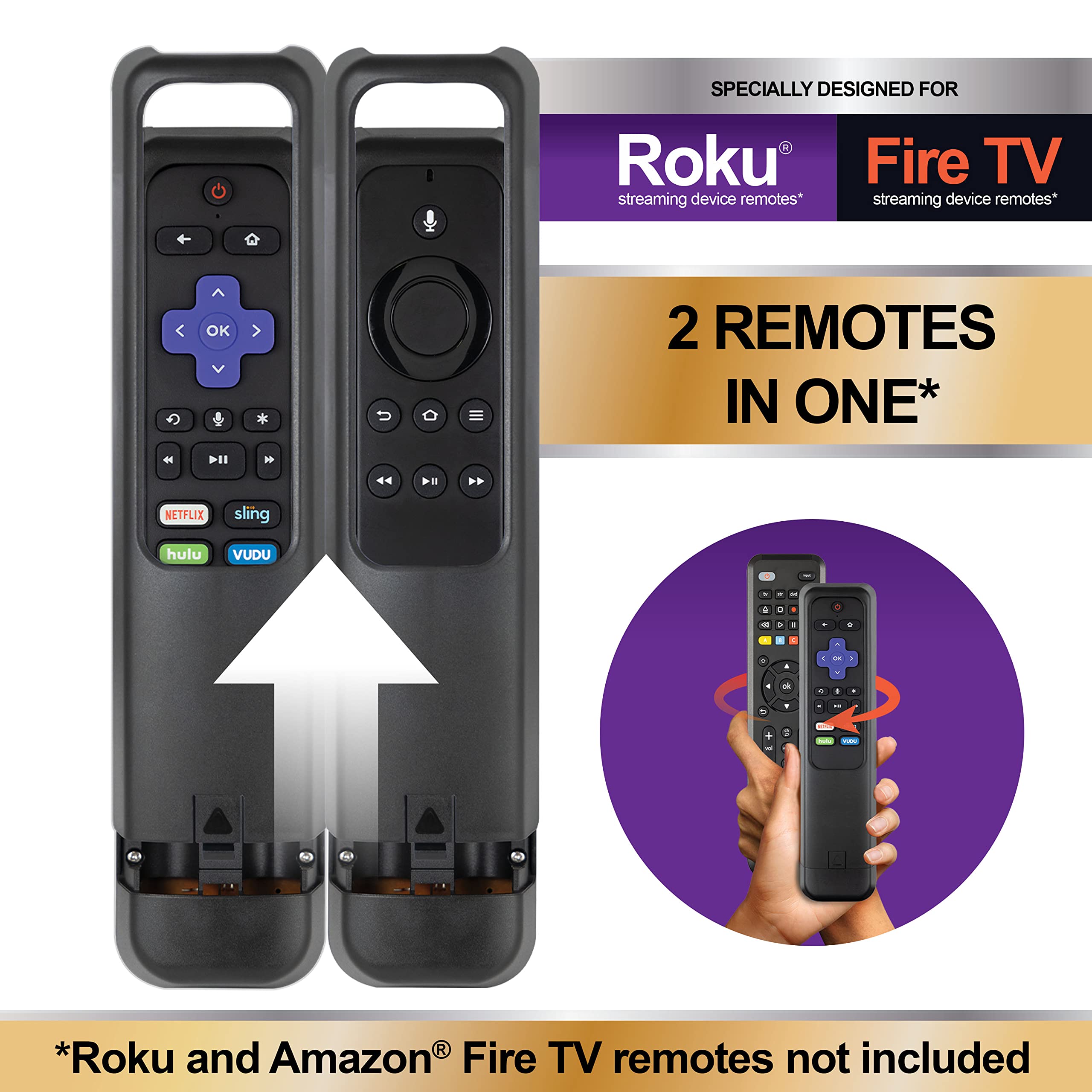 GE Universal Remote Control with Roku or Fire TV Streaming Remote Compartment, use with Samsung, Vizio, LG, Sony, Sharp, Apple TV, TCL, Smart TVs, Streaming Players, Blu-ray, DVD, 4-Device, 59046 - Image 2