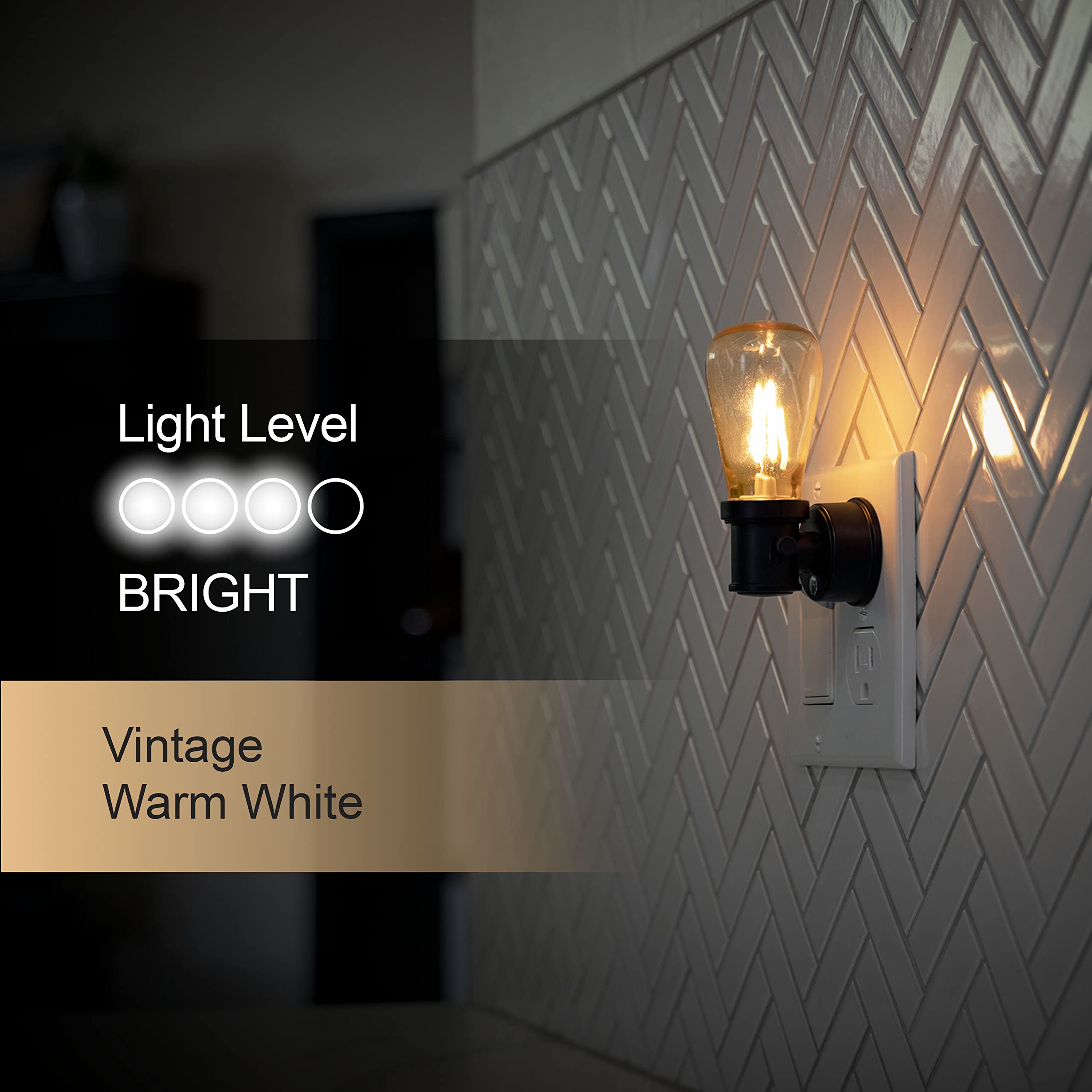 GE Vintage LED Edison Night Light, Plug-in, Dusk to Dawn Sensor, Farmhouse Decor, Mood Lighting, Home Decor, Ambient Lighting, LED Lights for Bedroom, Bathroom, Kitchen, Hallway, Black, 1 Pack, 64346 - Image 4