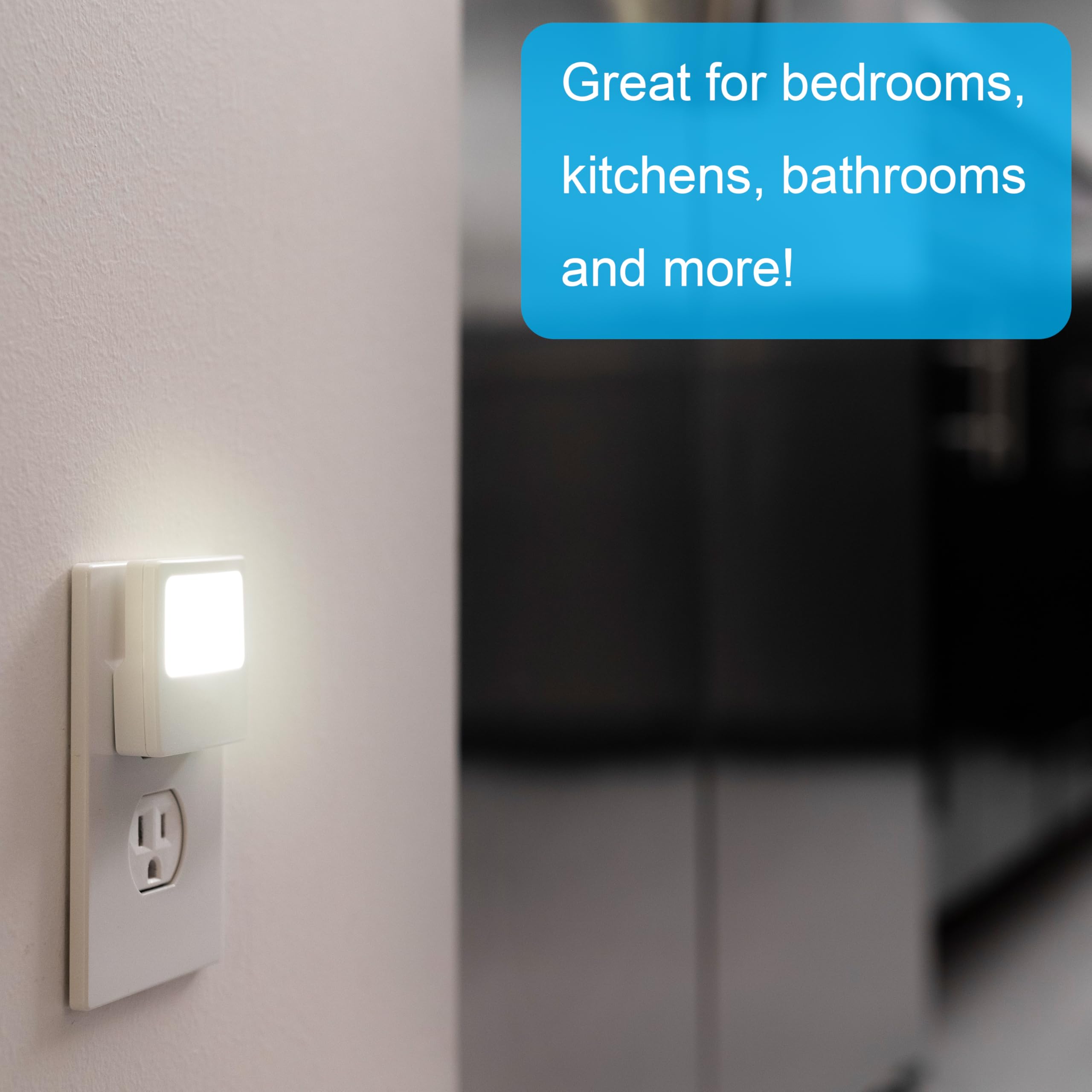 GE White Always-On LED Night Light, Plug into Wall, Compact, Soft Glow, UL-Listed, Ideal for Bedroom, Nursery, Bathroom, Hallway, 11311, 2 Pack - Image 5