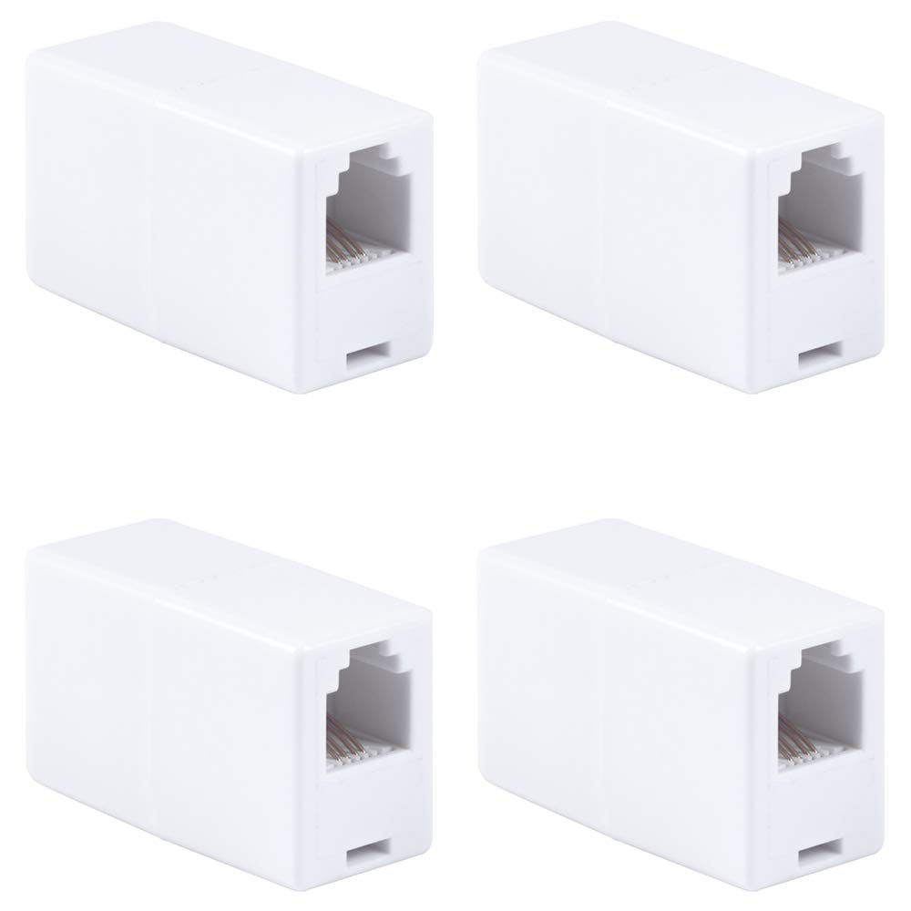 GE White Ethernet Cable Extender, 4 Pack, RJ45 Coupler, Compatible with CAT5 CAT5E CAT6, Home or Office, Works with Modems, Routers, Hubs, 46087