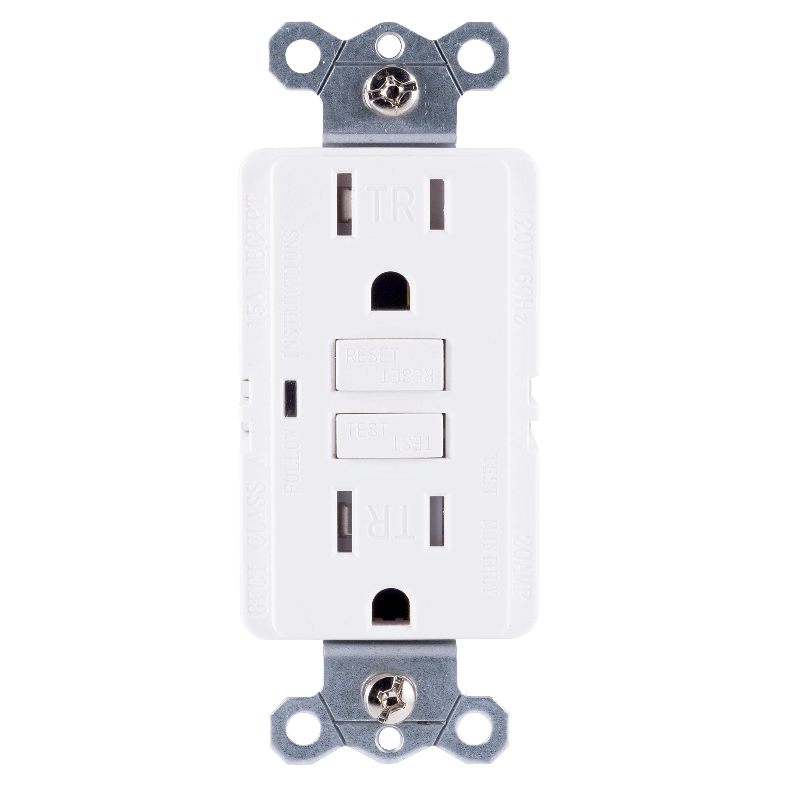 GE White Tamper-Resistant GFCI Receptacle Outlet, in-Wall, LED Indicator Light, UL Certified, NEC Compliant, Self-Test for Optimum Safety 15A/120V, Wallplate not Included, 32075, 1 Pack