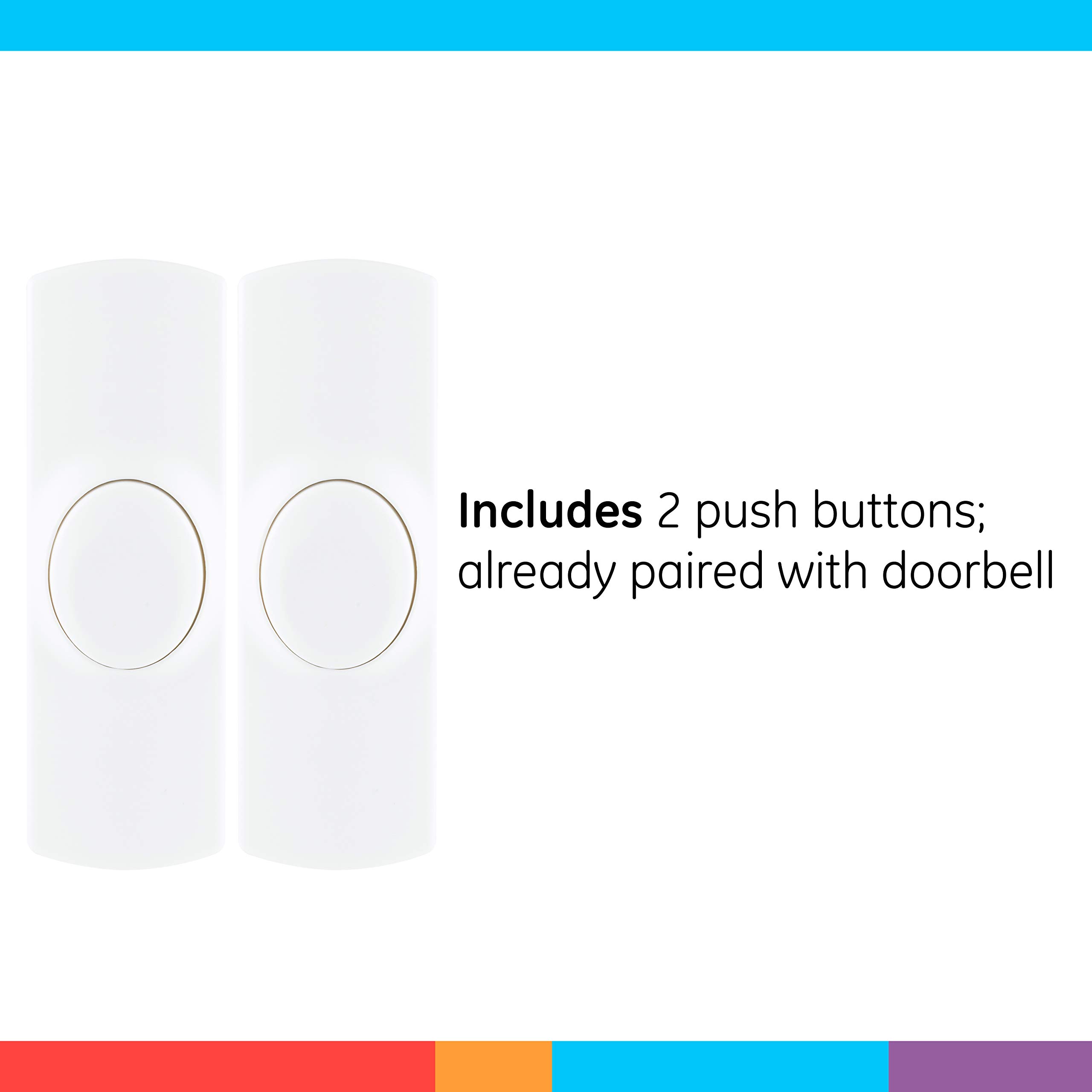 GE Wireless Doorbell Kit, Plug-In Receiver, 2 Push Buttons Door Bell, 8 Melodies Doorbell Chime, 4 Volume Levels, Classroom Doorbell, 150 Ft Range, White, 19300 - Image 4
