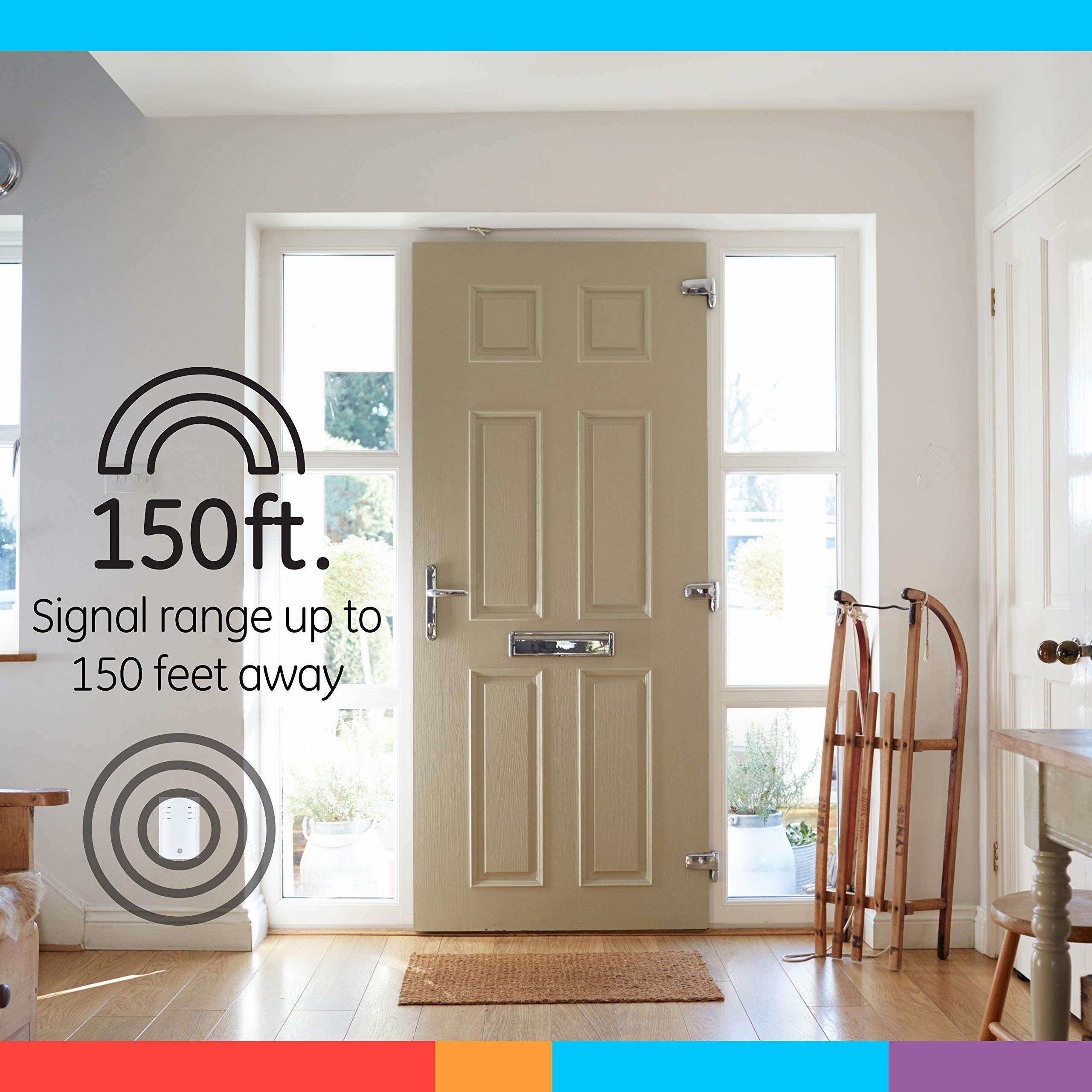 GE Wireless Doorbell Kit, Plug-In Receiver, 2 Push Buttons Door Bell, 8 Melodies Doorbell Chime, 4 Volume Levels, Classroom Doorbell, 150 Ft Range, White, 19300 - Image 6